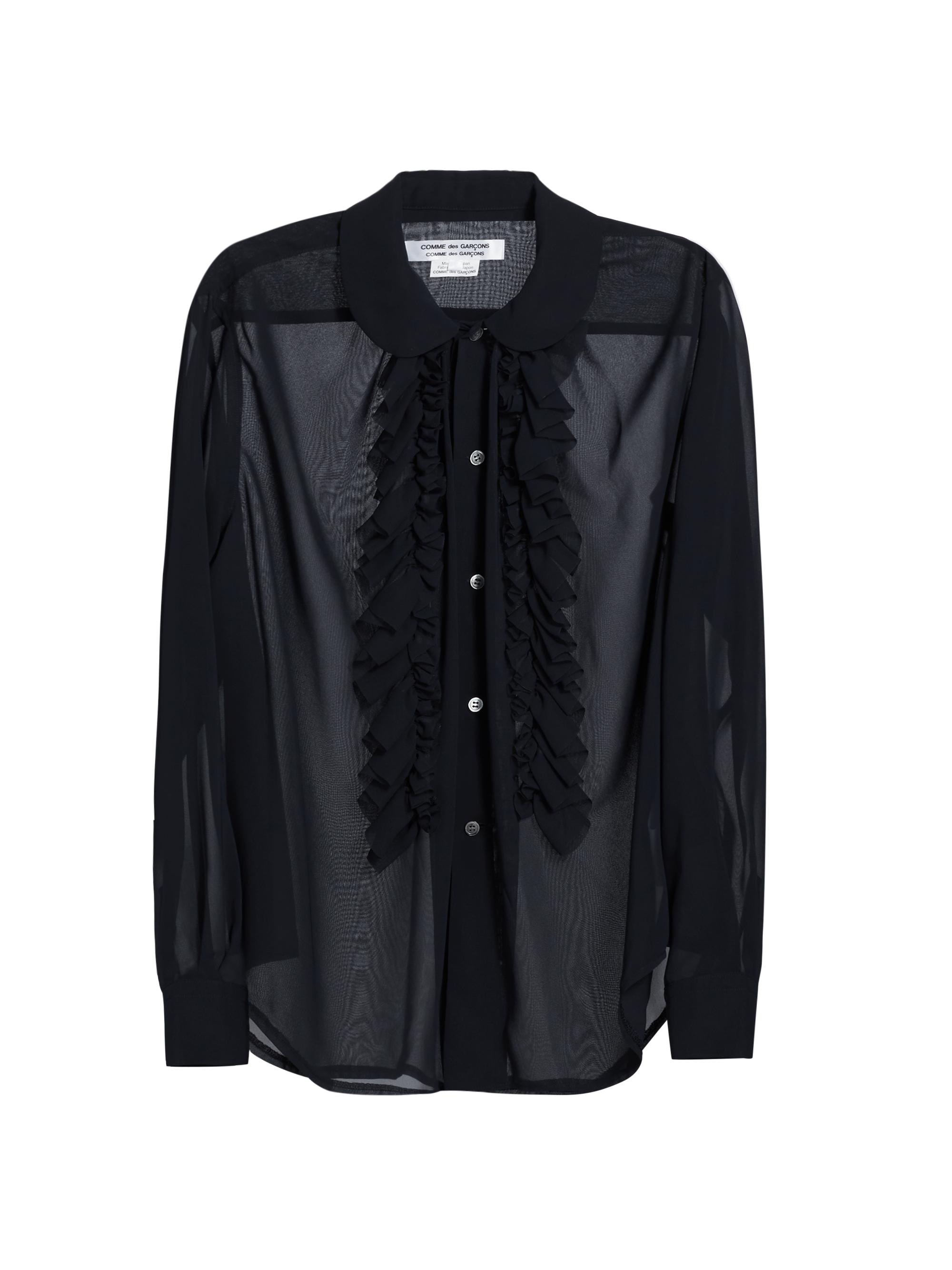 Comme des Garçons Comme des Garçons Women's Sheer Ruffle Blouse - Navy