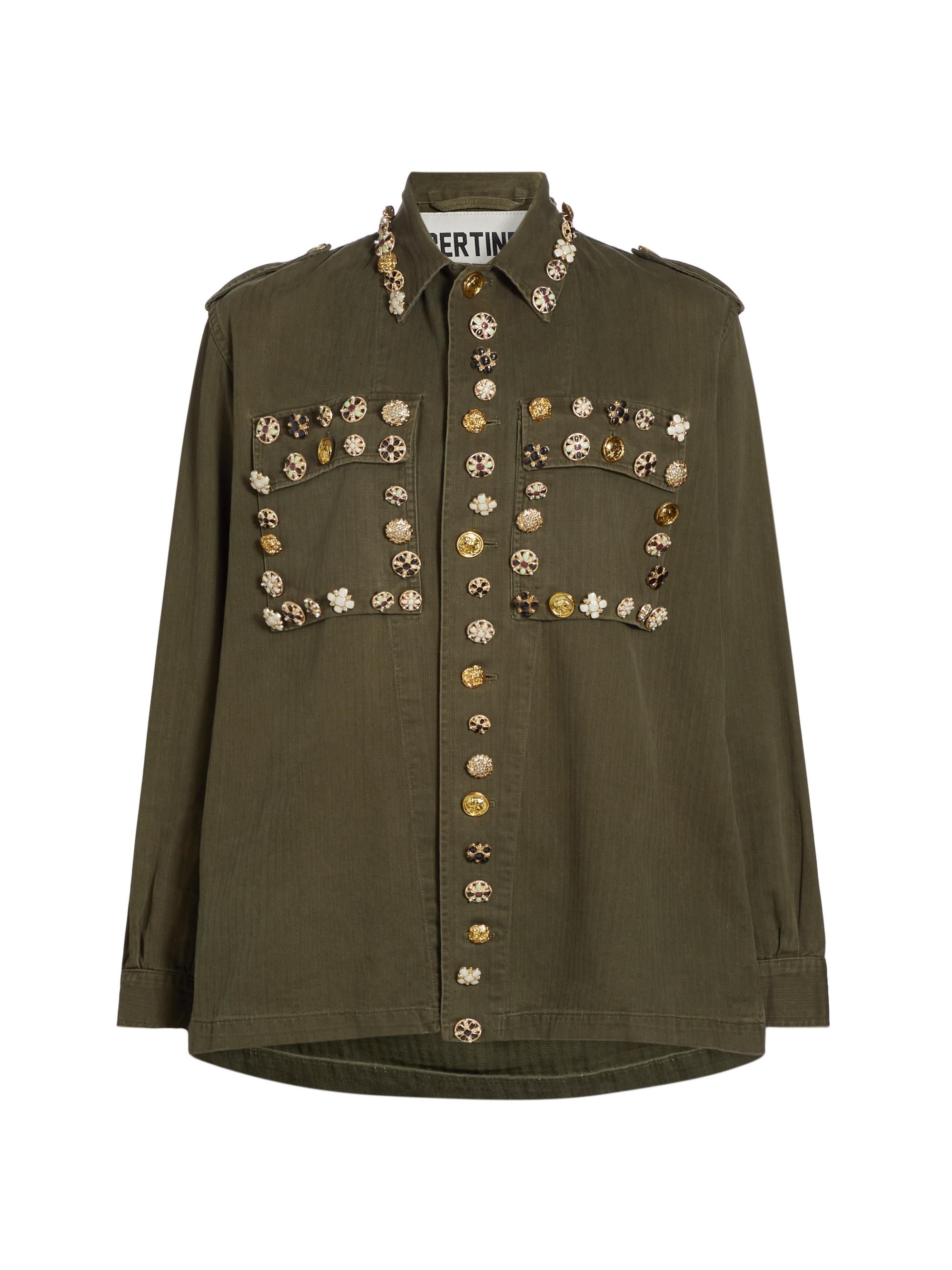 Libertine Women's Button Luxe Military Jacket - Army Green