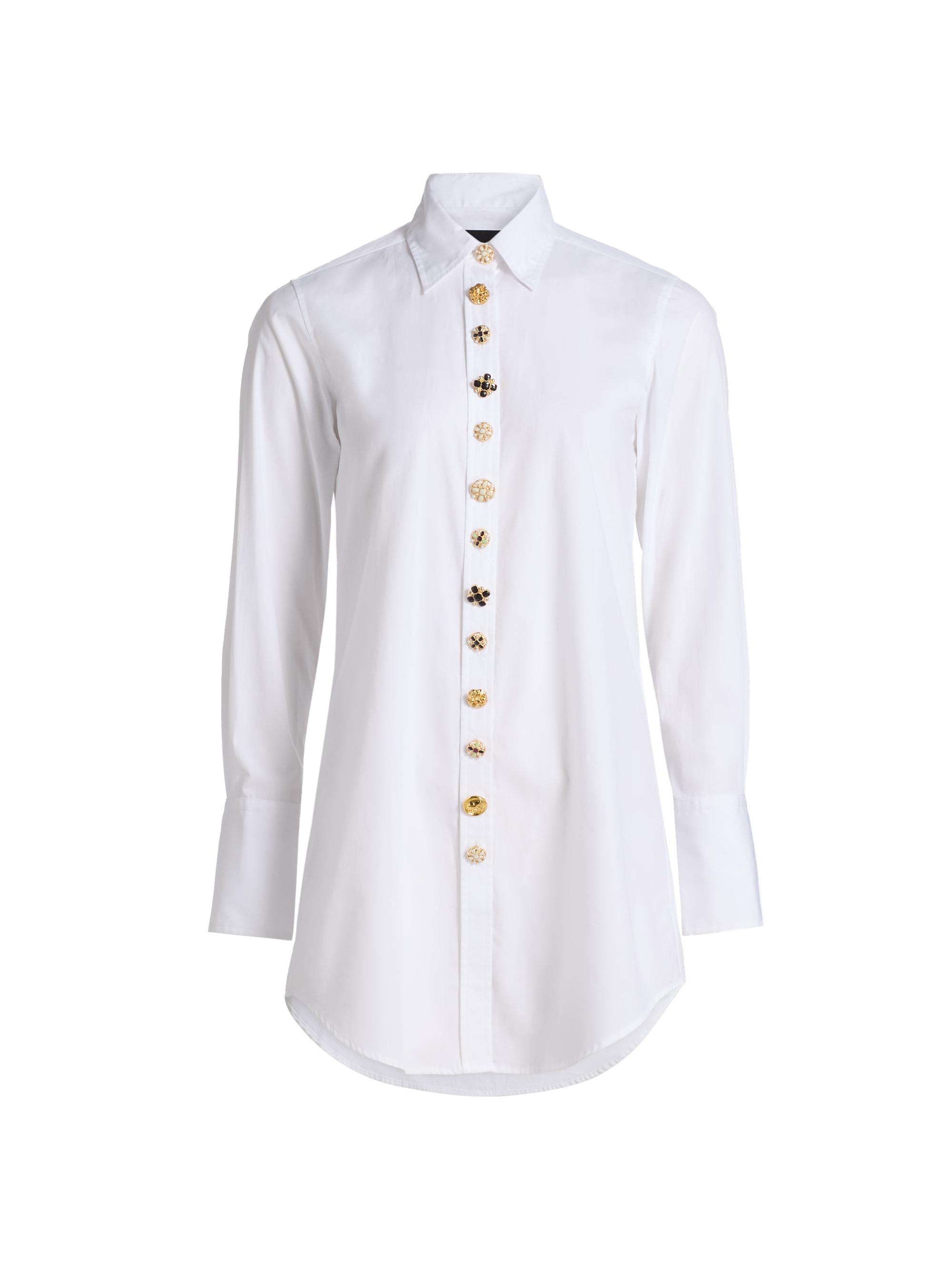 Libertine Women's Luxe Button Classic Long Shirt - White