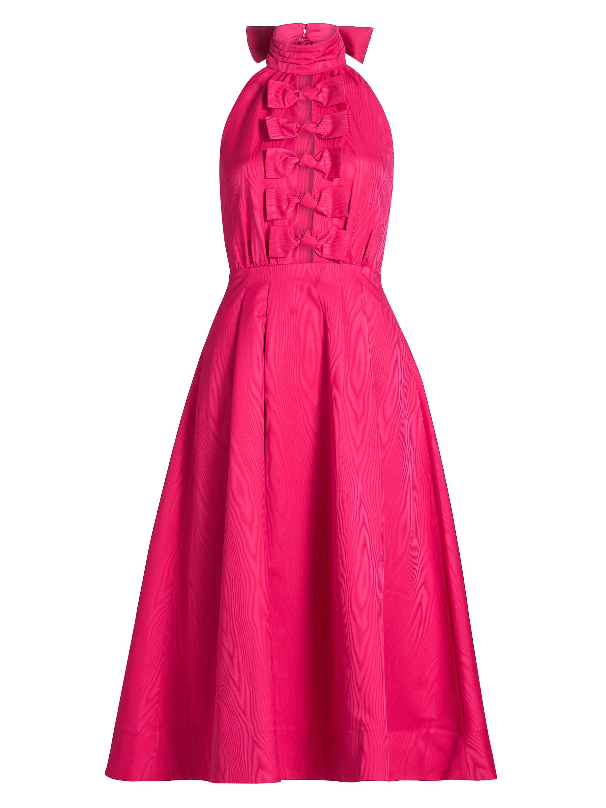 Rebecca Vallance Tahlia Watermark Taffeta Halter Midi Cocktail