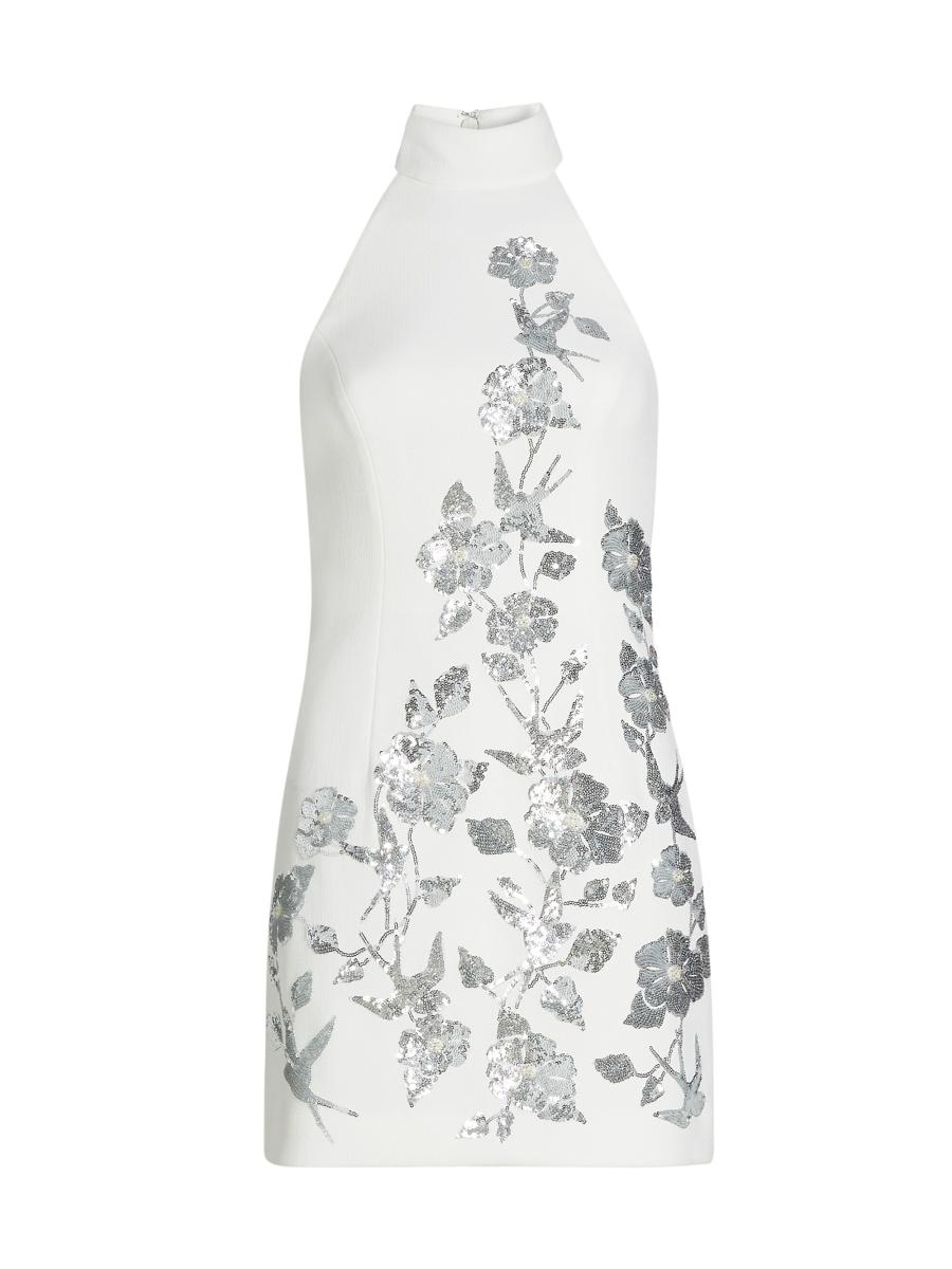 Rebecca Vallance Monroe Sequined Floral Halter Minidress