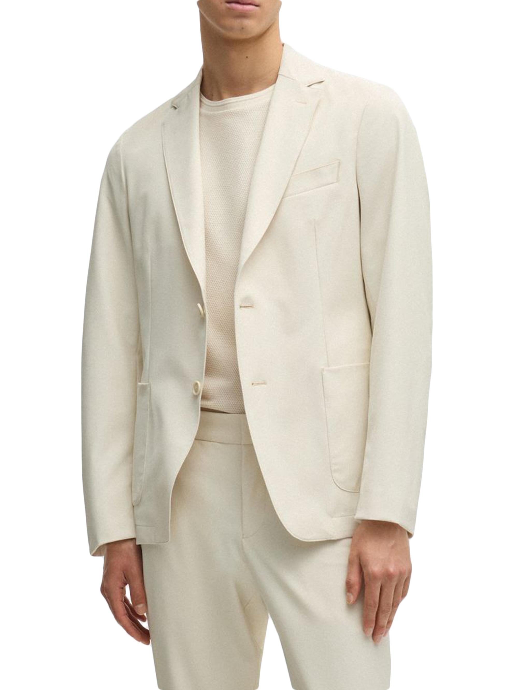 BOSS Men's Slim Fit Jacket in Wrinkle Resistant Performance Stretch Fabric - Open White