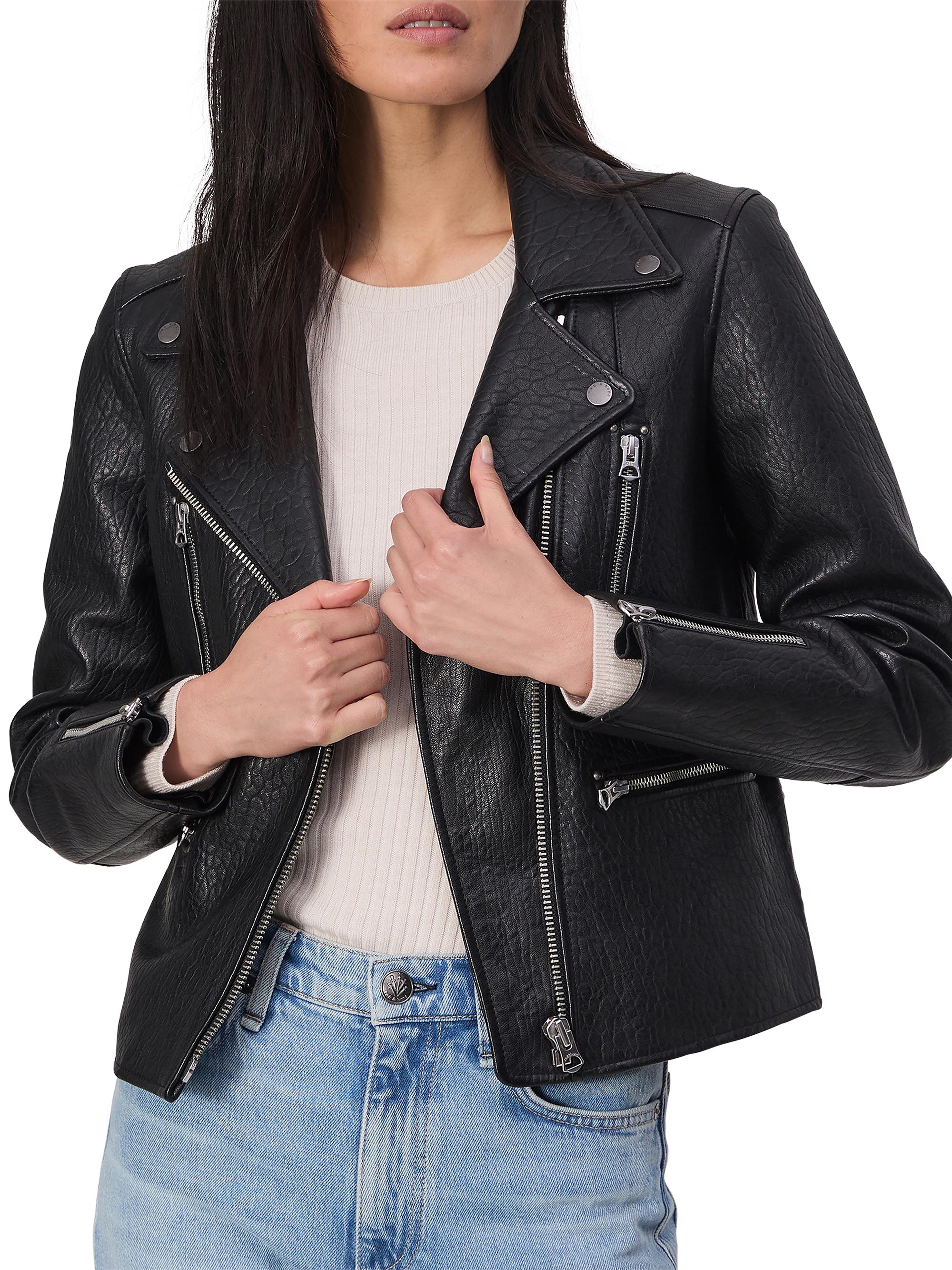 rag & bone Women's Arrow Leather Biker Jacket - Black