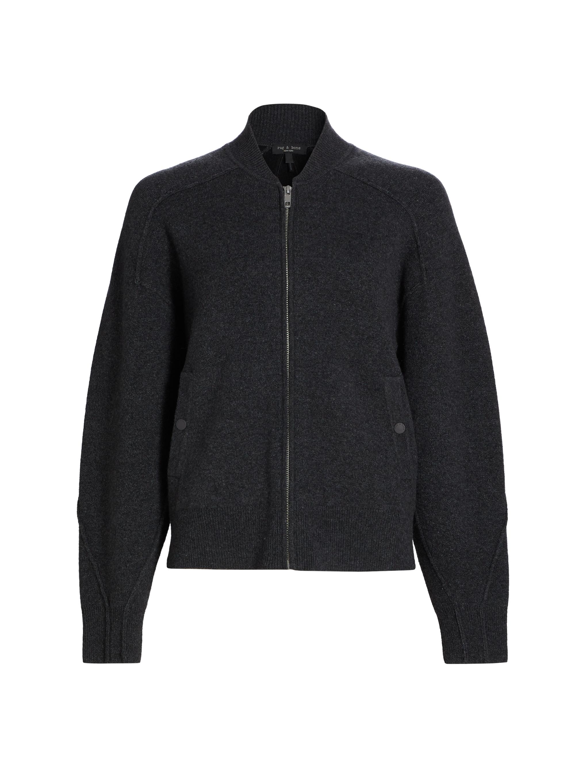 rag & bone Women's Bridget Wool-Blend Zip-Front Bomber Jacket - Charcoal