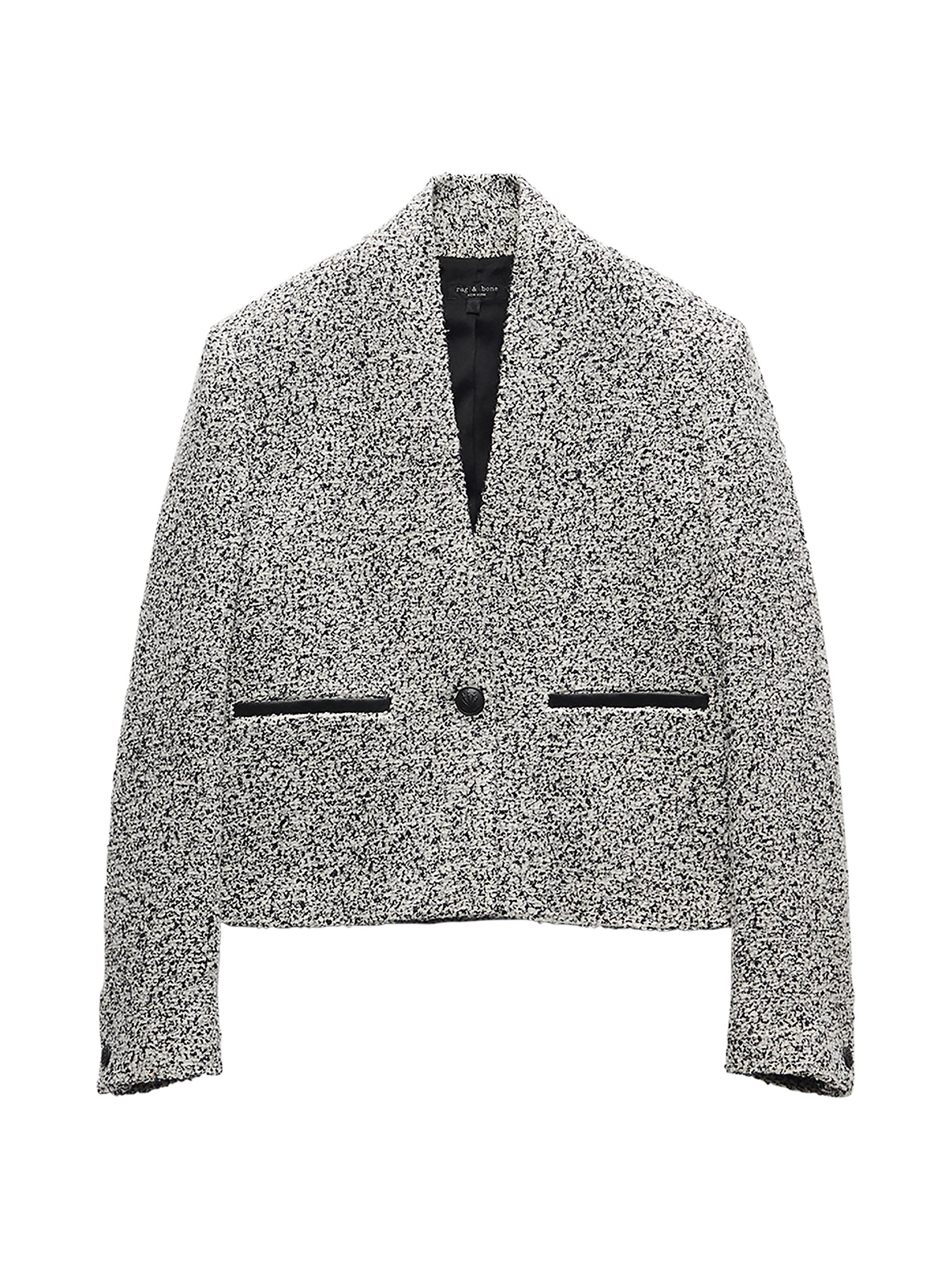 rag & bone Women's Pippa Tweed Collarless Blazer - White Black