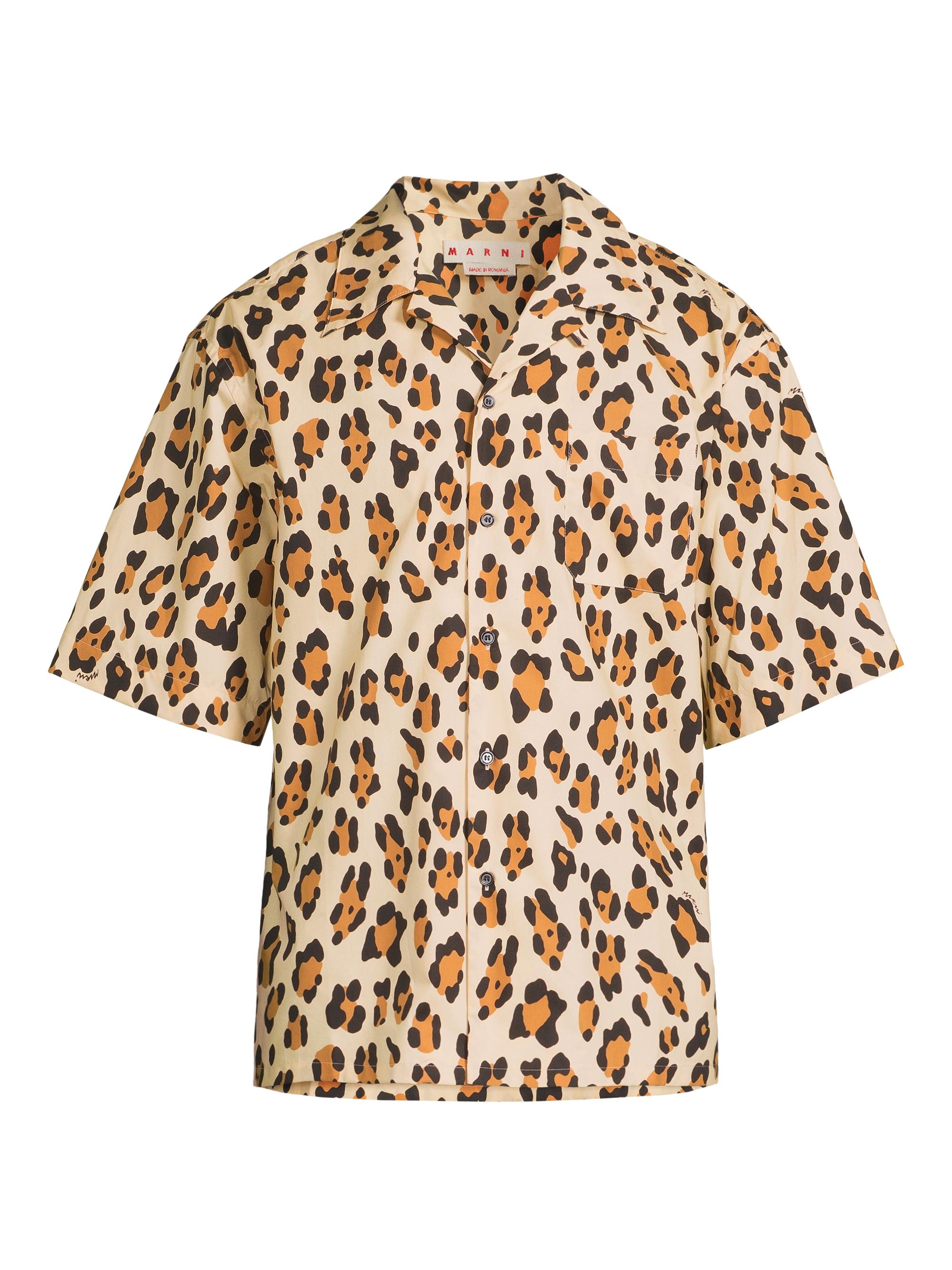Marni Men's Leopard Cotton Short-Sleeve Shirt - Leopard