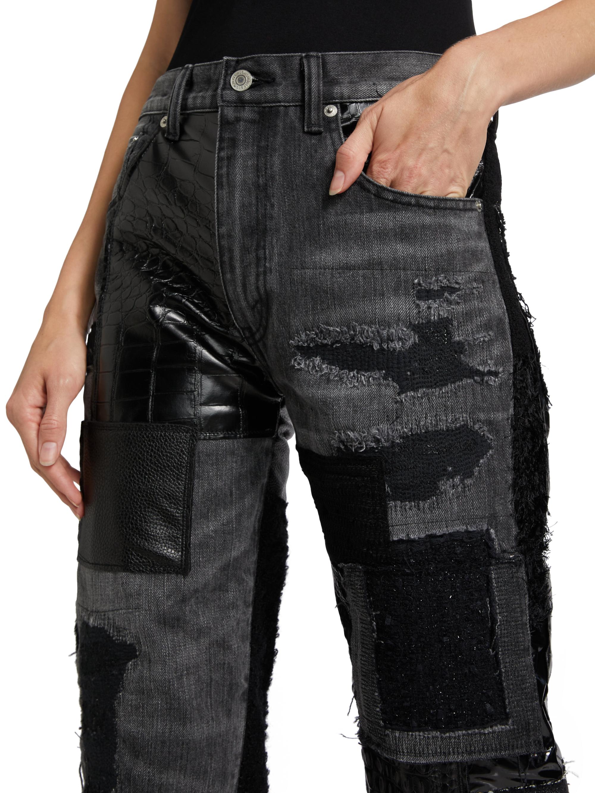 Junya Watanabe Patchwork Cropped Jeans | Saks Fifth Avenue