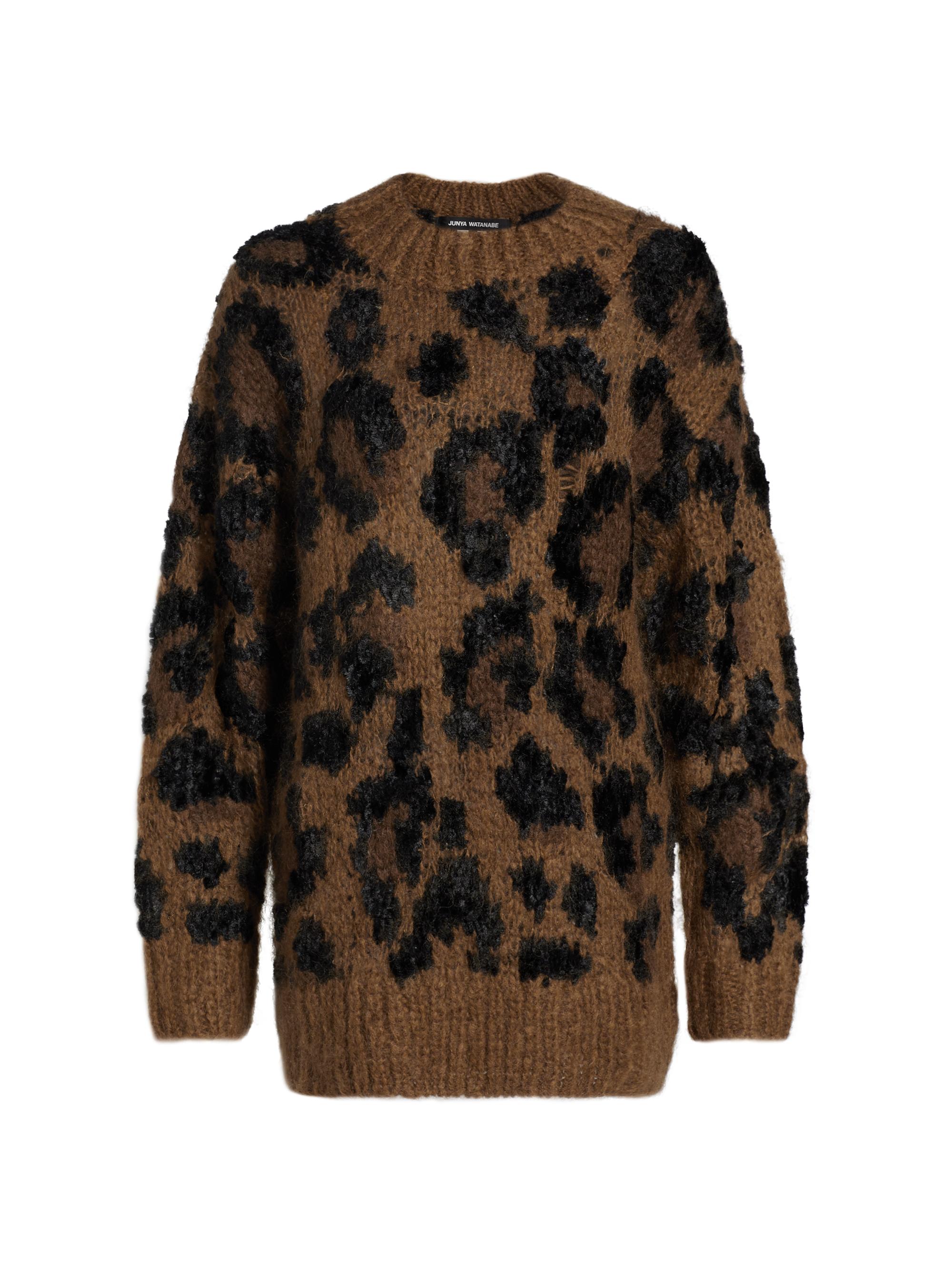 Junya Watanabe Women's Leopard Pattern Wool-Blend Sweater - Beige
