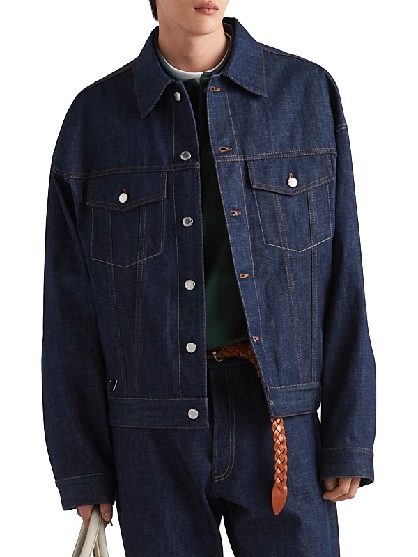 Shop Prada Selvedge Denim Blouson Jacket | Saks Fifth Avenue Shop Prada Selvedge Denim Blouson Jacket | Saks Fifth Avenue