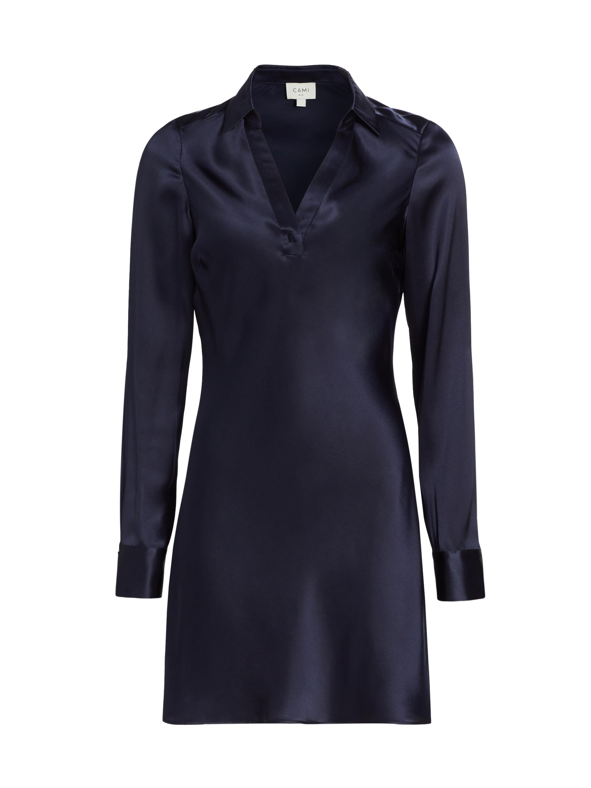 Cami NYC Women's Toulouse Silk Shirtdress - Navy