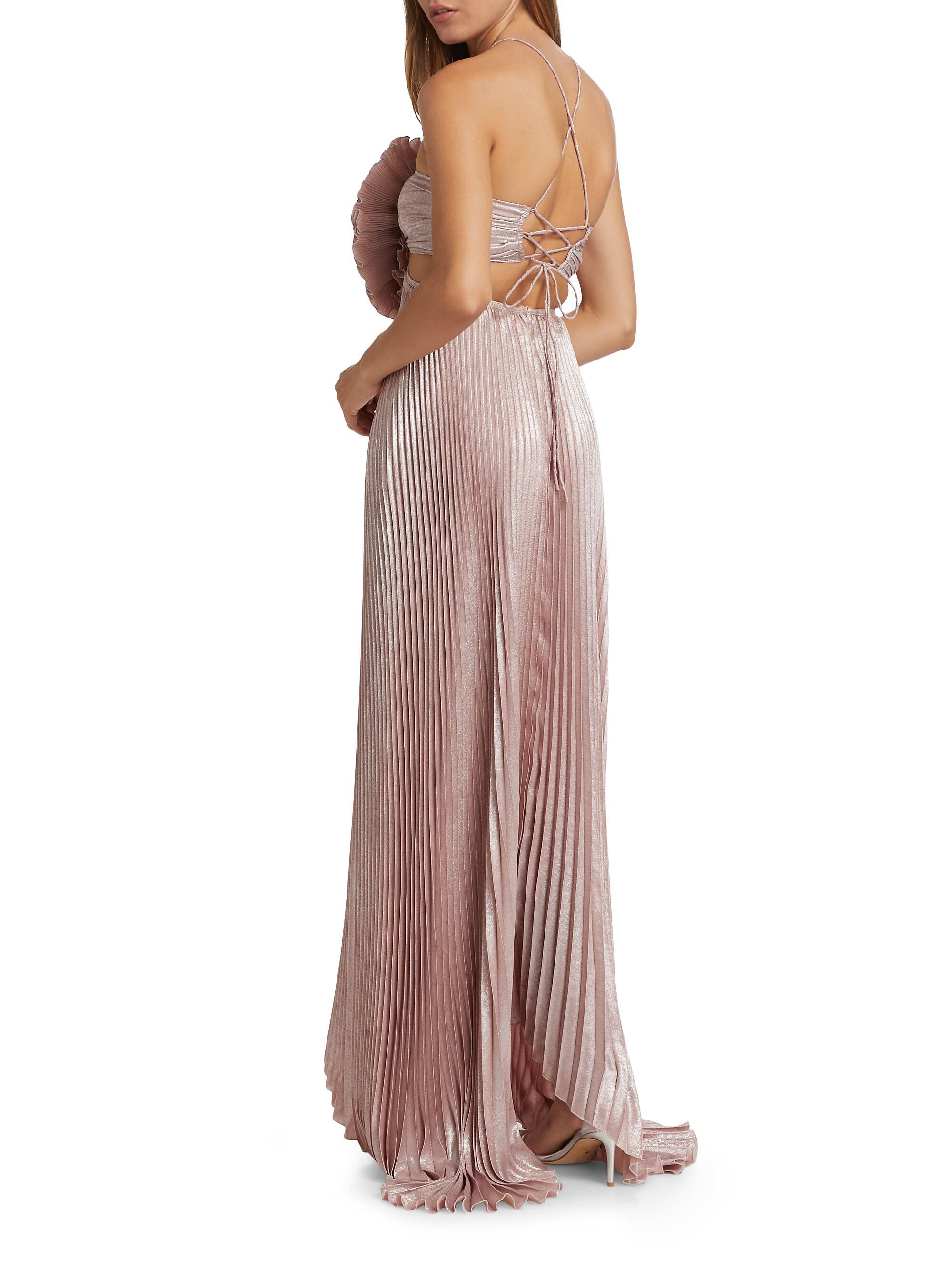 L'Ide Women's Pleated Shimmer Gown - Dusty Shimmer - Size 4