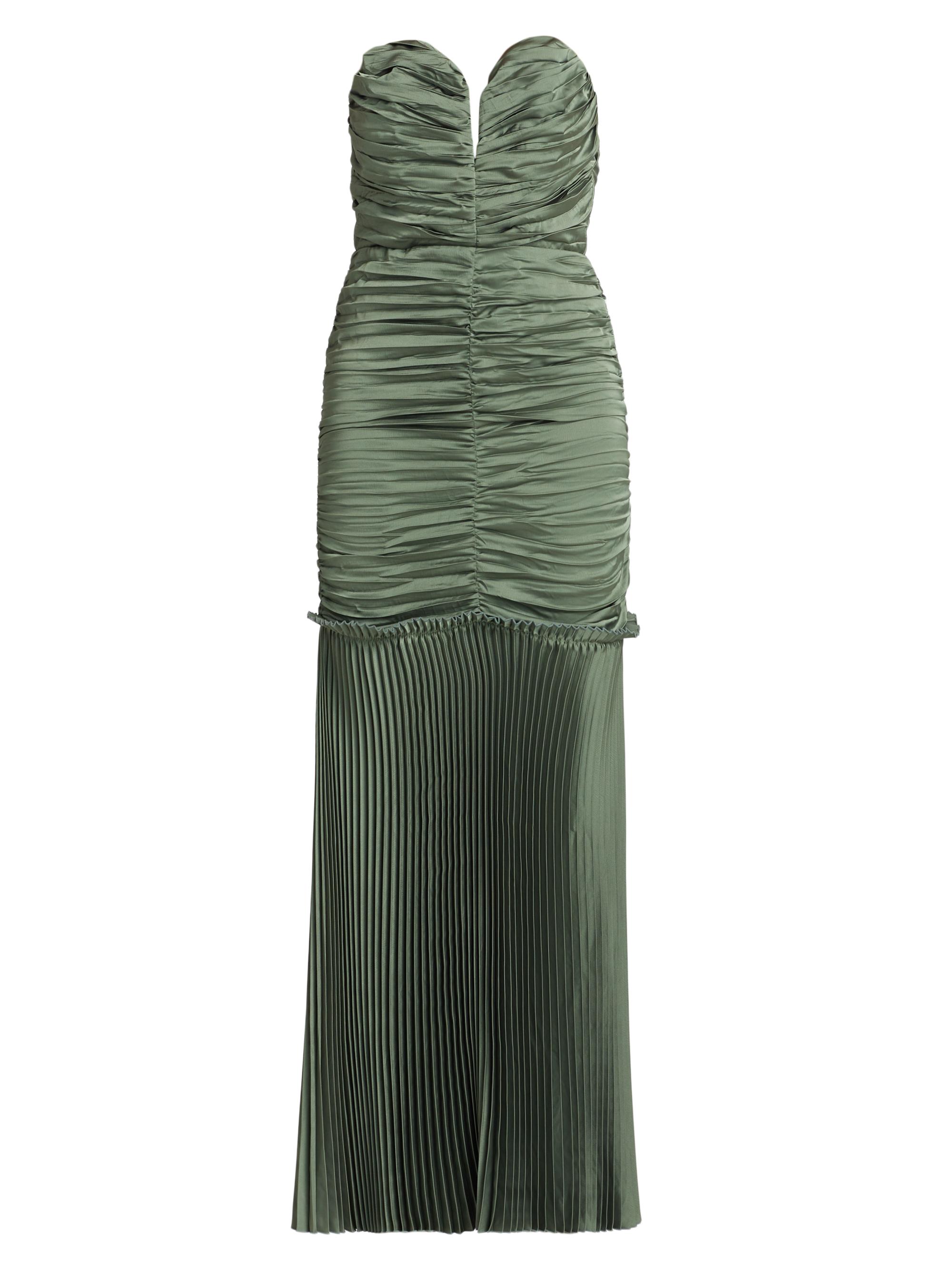 L'Idée Women's Parlour Pleated Strapless Gown - Moss