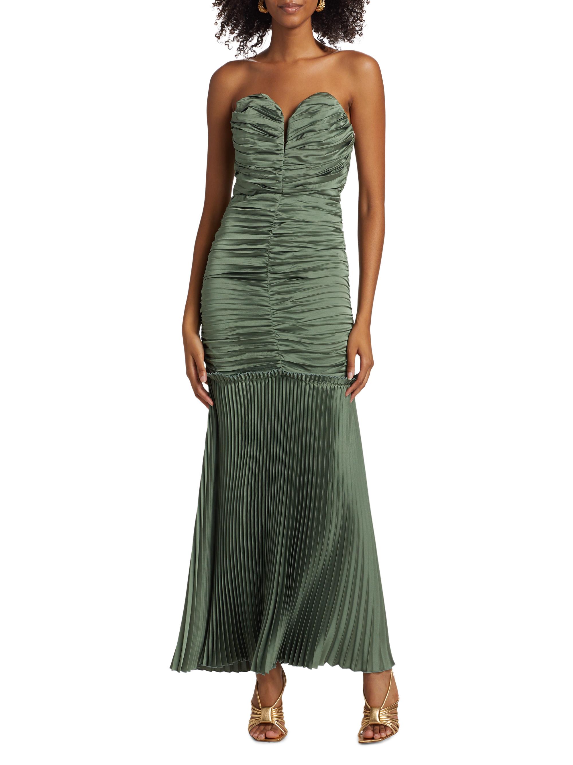 l'ide masquerade pleated strapless maxi dress L'IDEE Masquerade Gown - Oil Shine