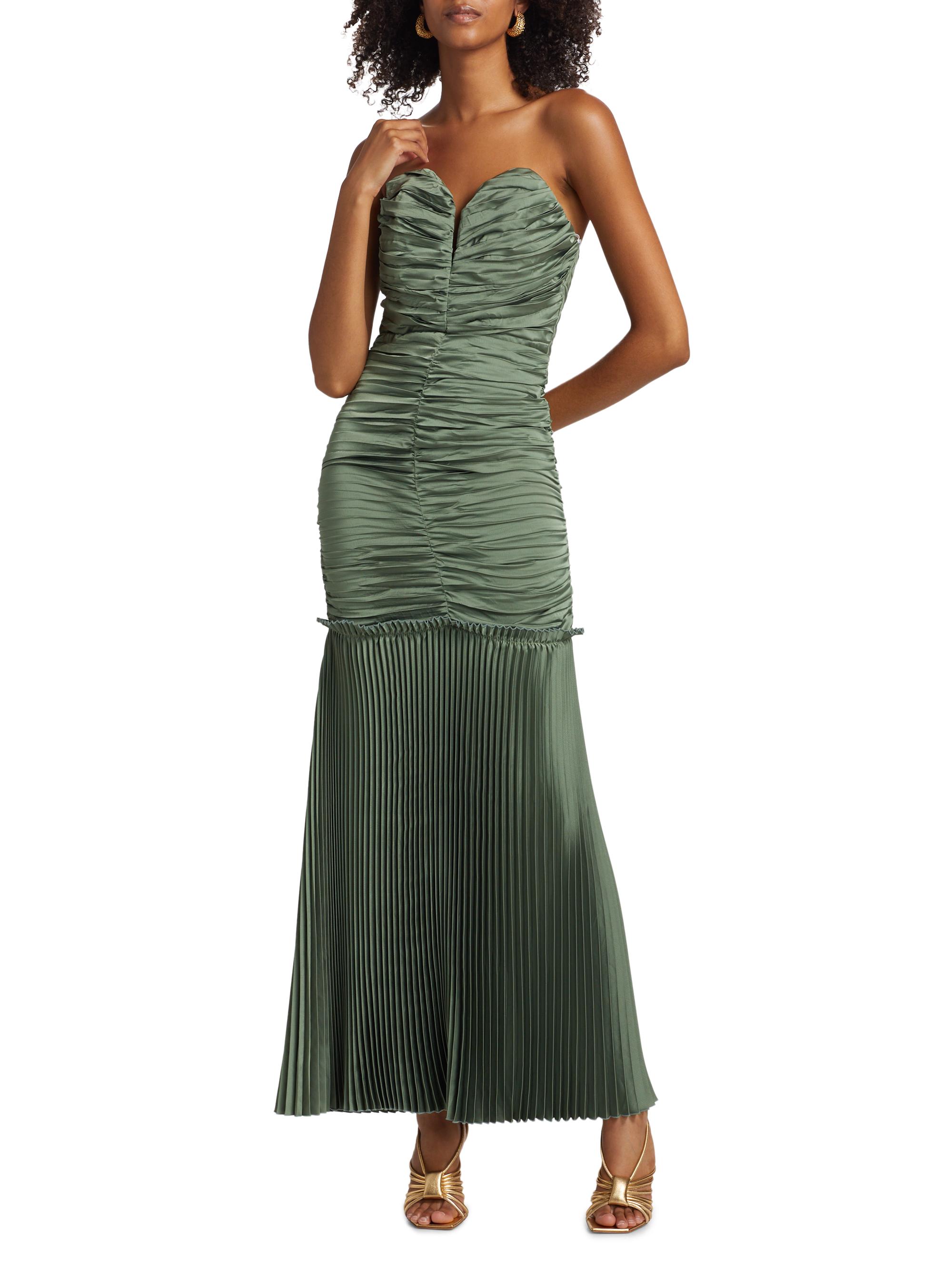 joya strapless sweetheart lam pleated a-line dress from saks fifth Joyceann Sweetheart Gown  AMUR