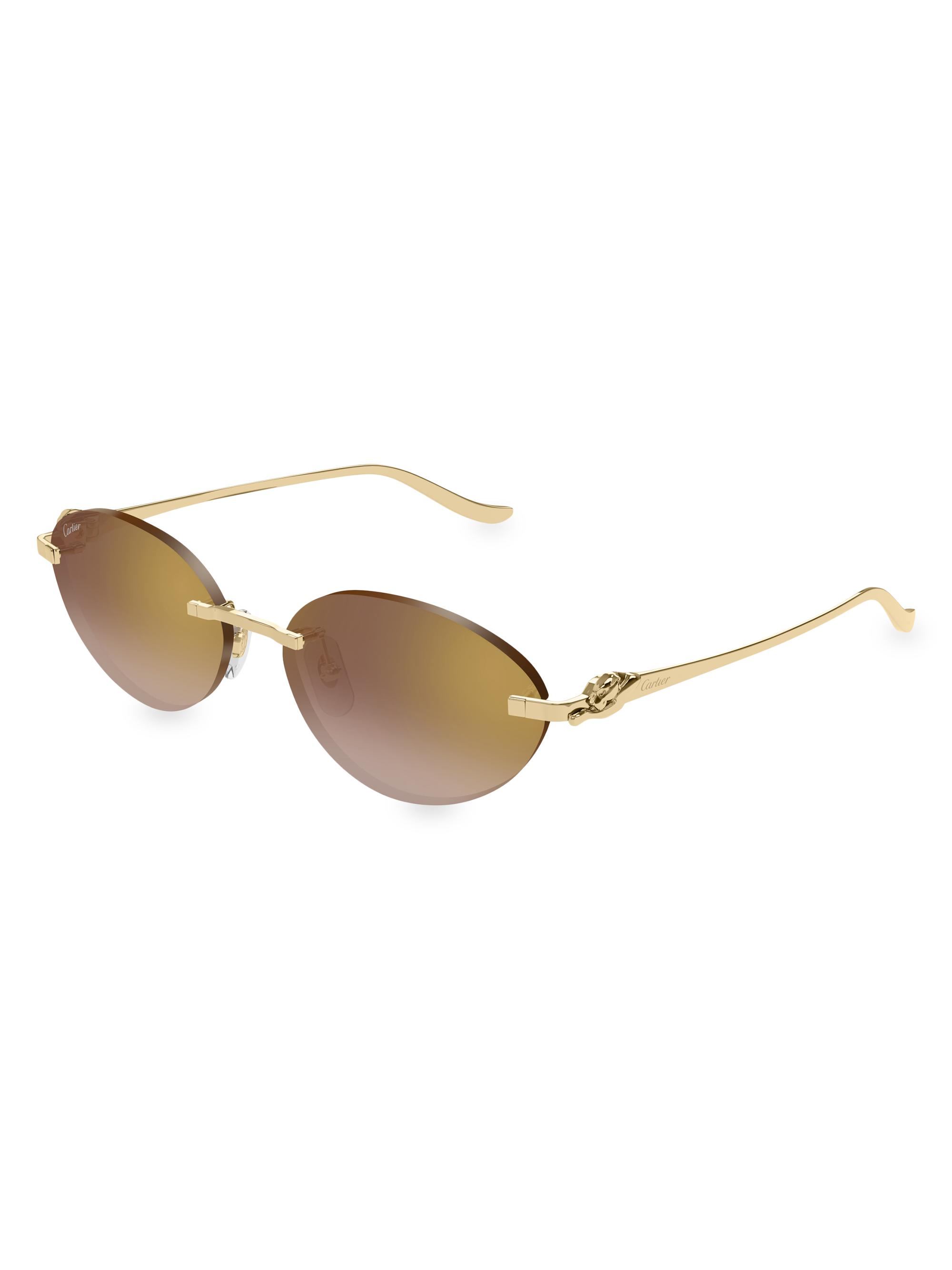 Cartier Women's Panthère Classic 58MM Oval Sunglasses - Brown Multi Gold