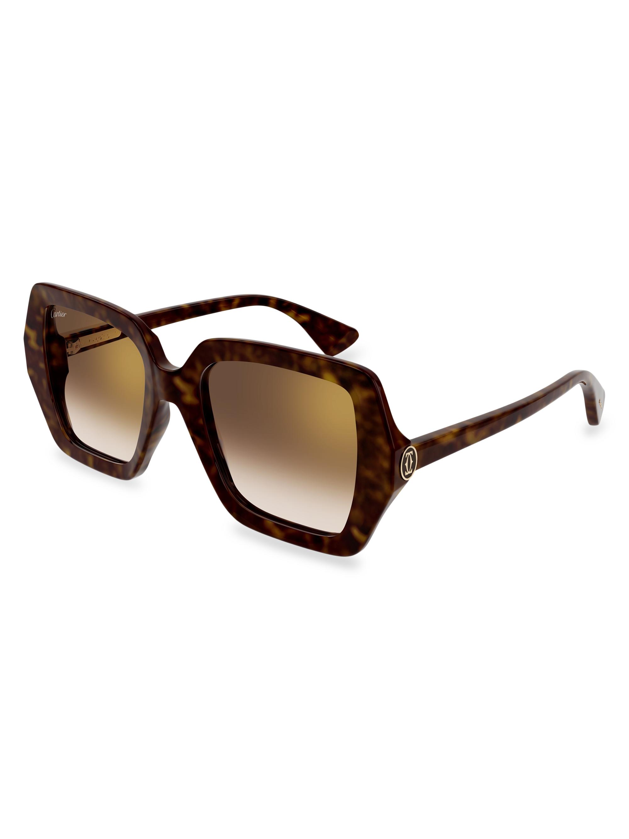 Cartier Women's C Decor 24K Goldplated 58MM Butterfly Sunglasses - Brown Gradient Havana