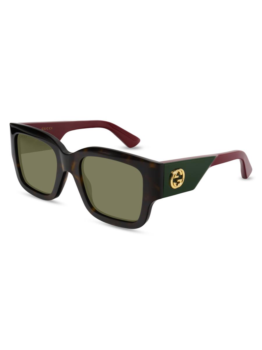 Gucci Oblique 52MM Squared Sunglasses | Saks Fifth Avenue
