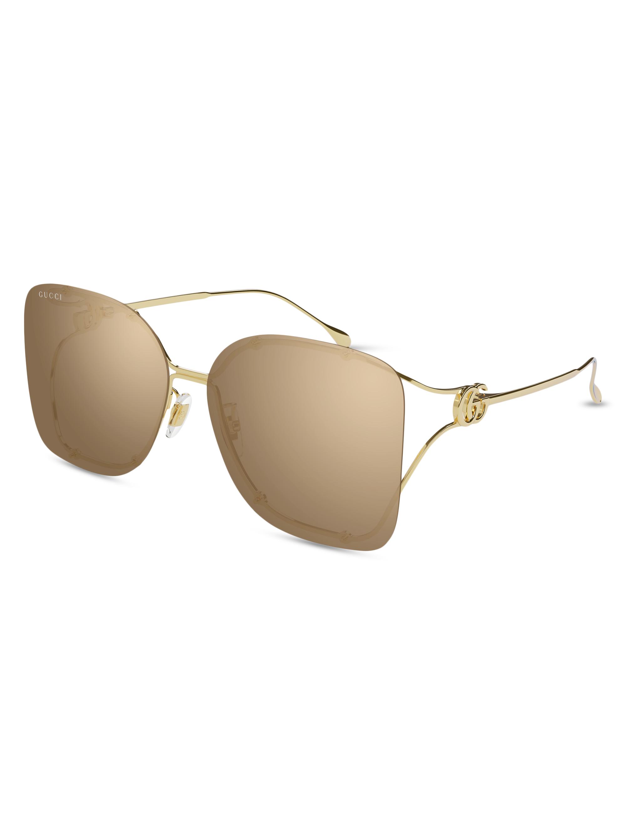 Gucci Women's Flat & Bend 60MM Squared Sunglasses - Gold Gold