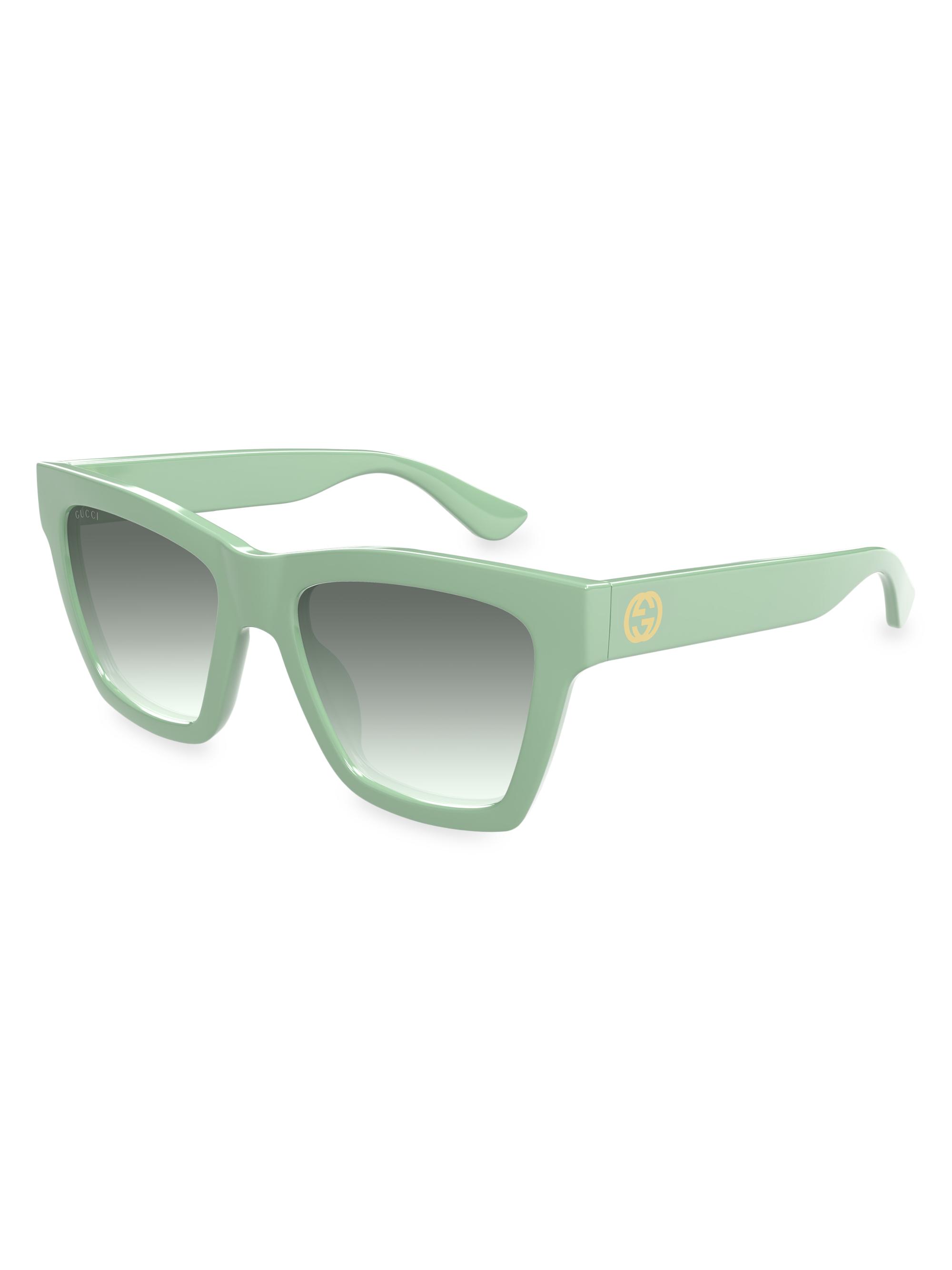 Gucci Women's Minimal 54MM Cat-Eye Sunglasses - Gradient Grey Mint Green