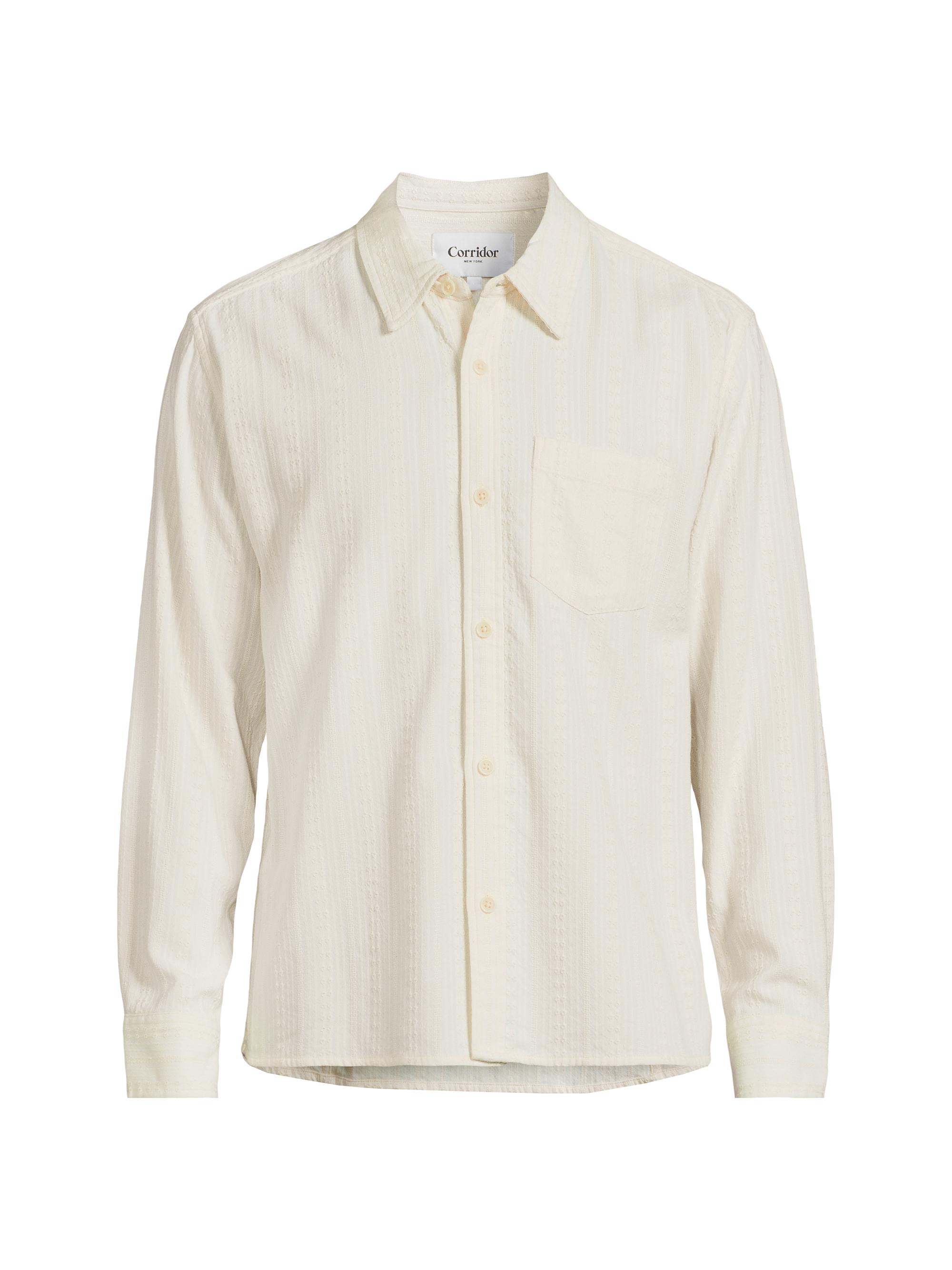 Corridor Men's Cotton-Blend Button-Front Shirt - Natural