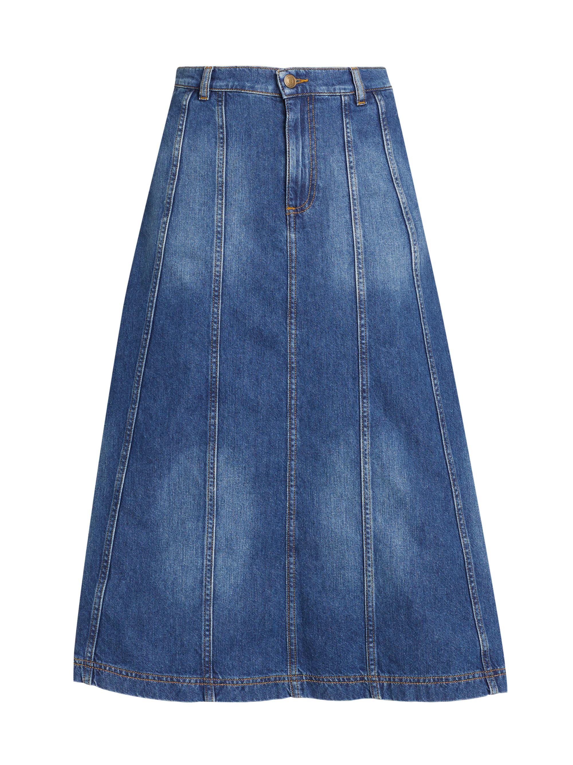 ba & sh Women's Bertille Cotton Denim Midi-Skirt - Blue Jeans