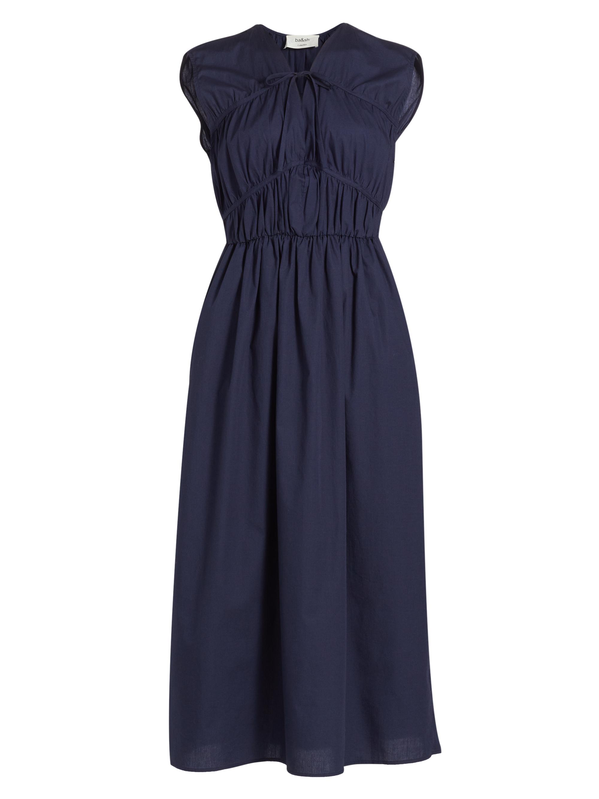 ba & sh Women's Marana Cotton Peasant Dress - Navy