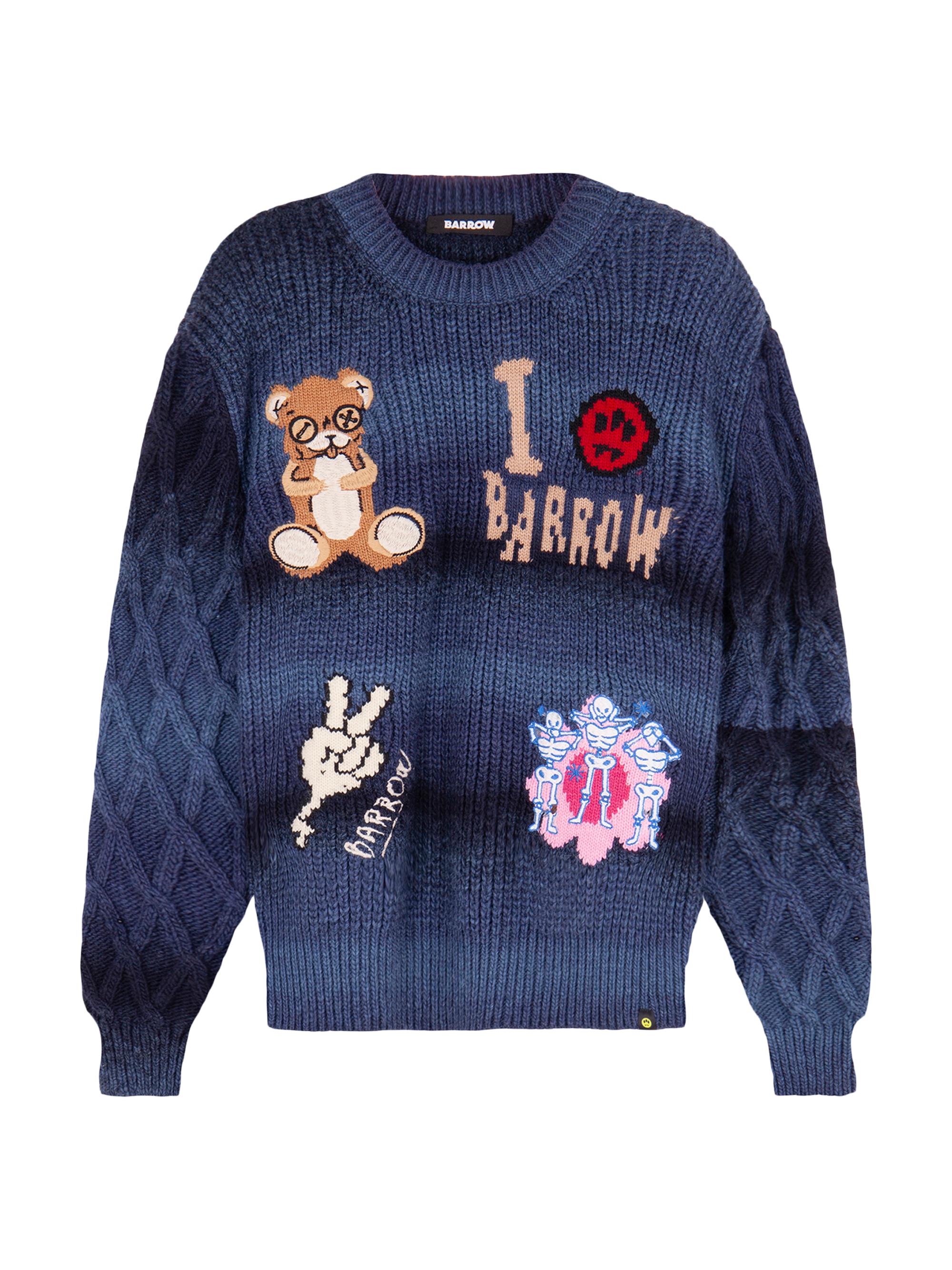 Barrow Men's Peace Patchy Sweater - Blue Denim