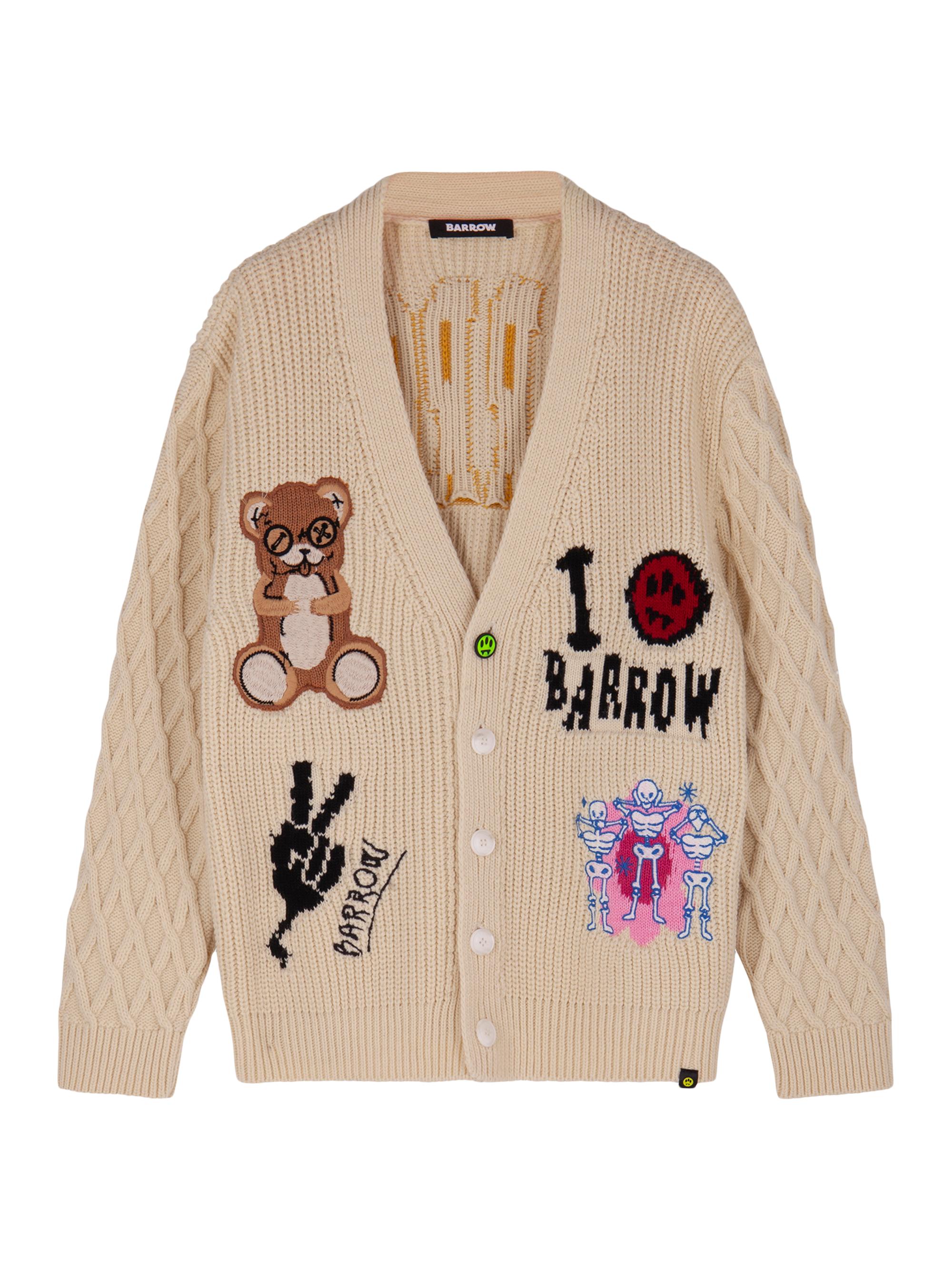 Barrow Men's Peace Patchy V-Neck Cardigan - Turtledove