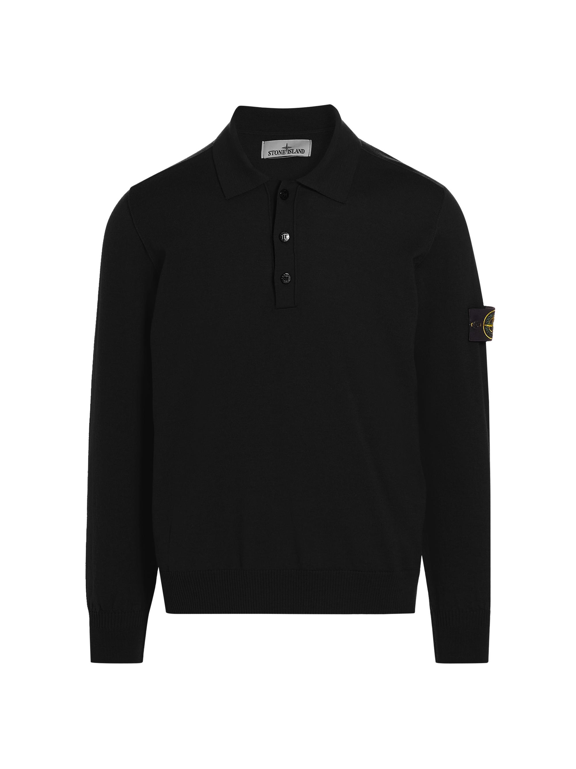 Stone Island Men's Wool Polo Sweater - Black