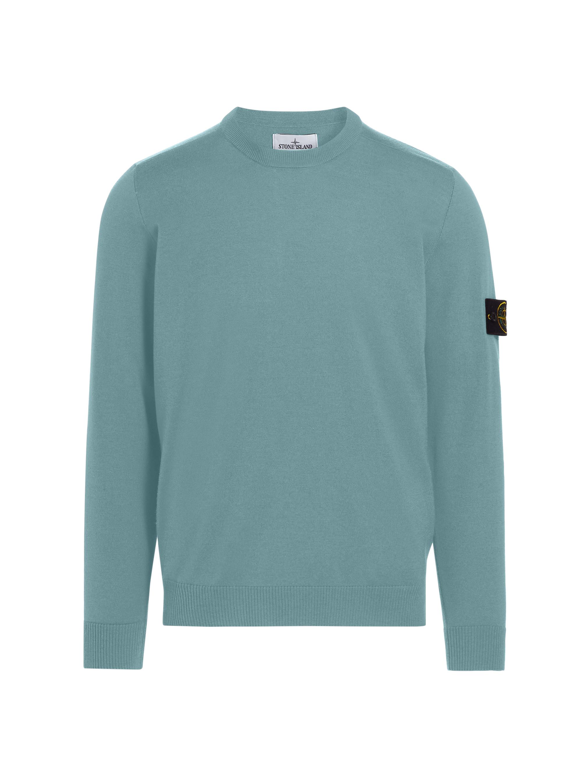 Stone Island Men's Wool Crewneck Sweater - Mid Blue