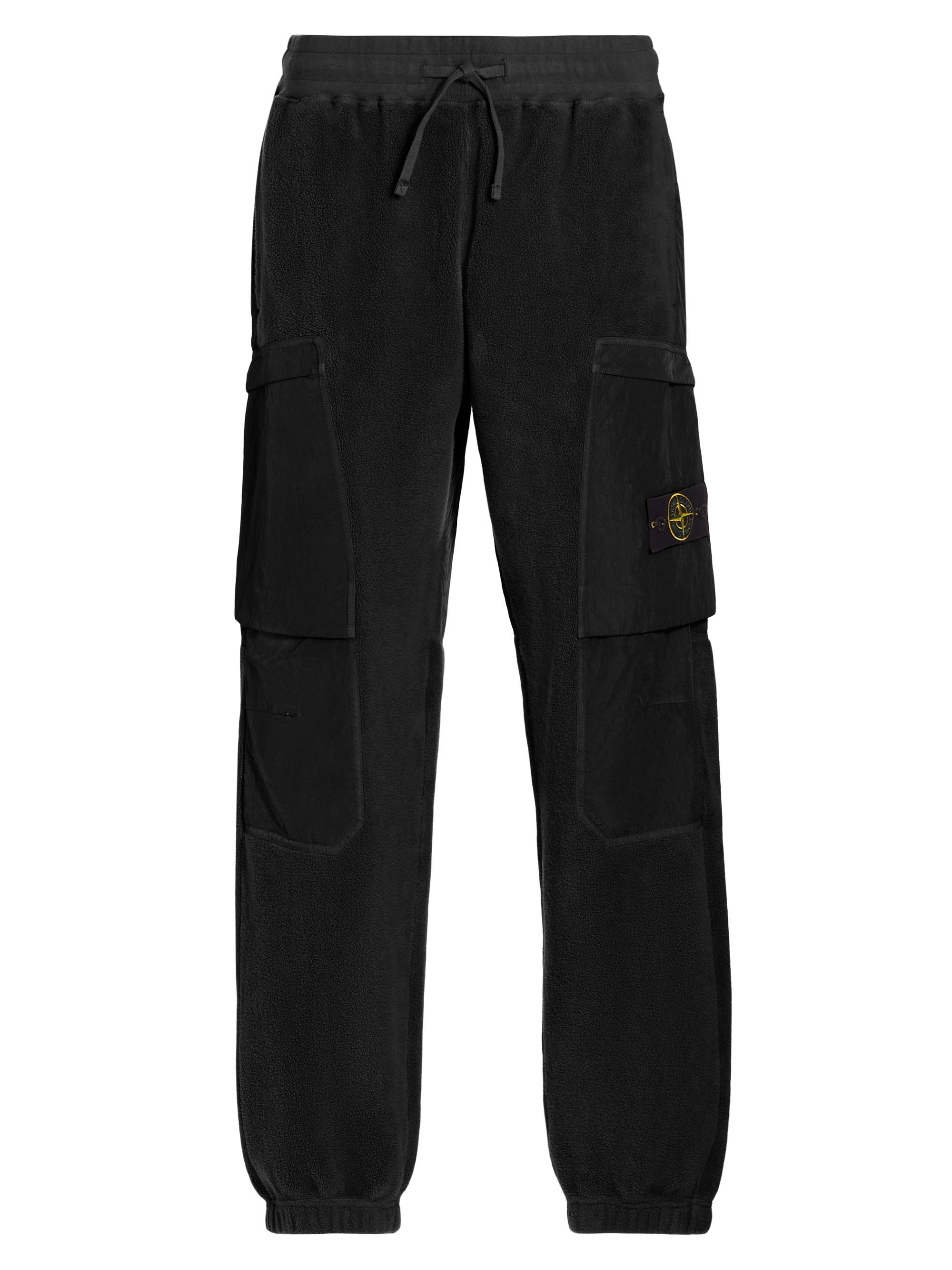 Stone Island Men's Cotton-Blend Fleece Cargo Pants - Black