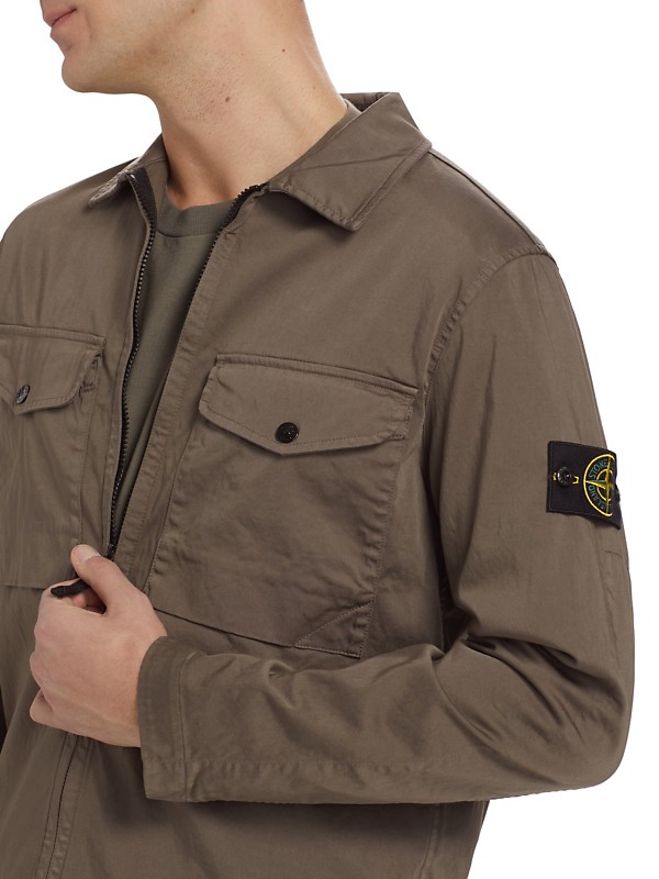 Shop Stone Island Stretch-Cotton Zip-Front Overshirt | Saks Shop Stone Island Stretch-Cotton Zip-Front Overshirt | Saks