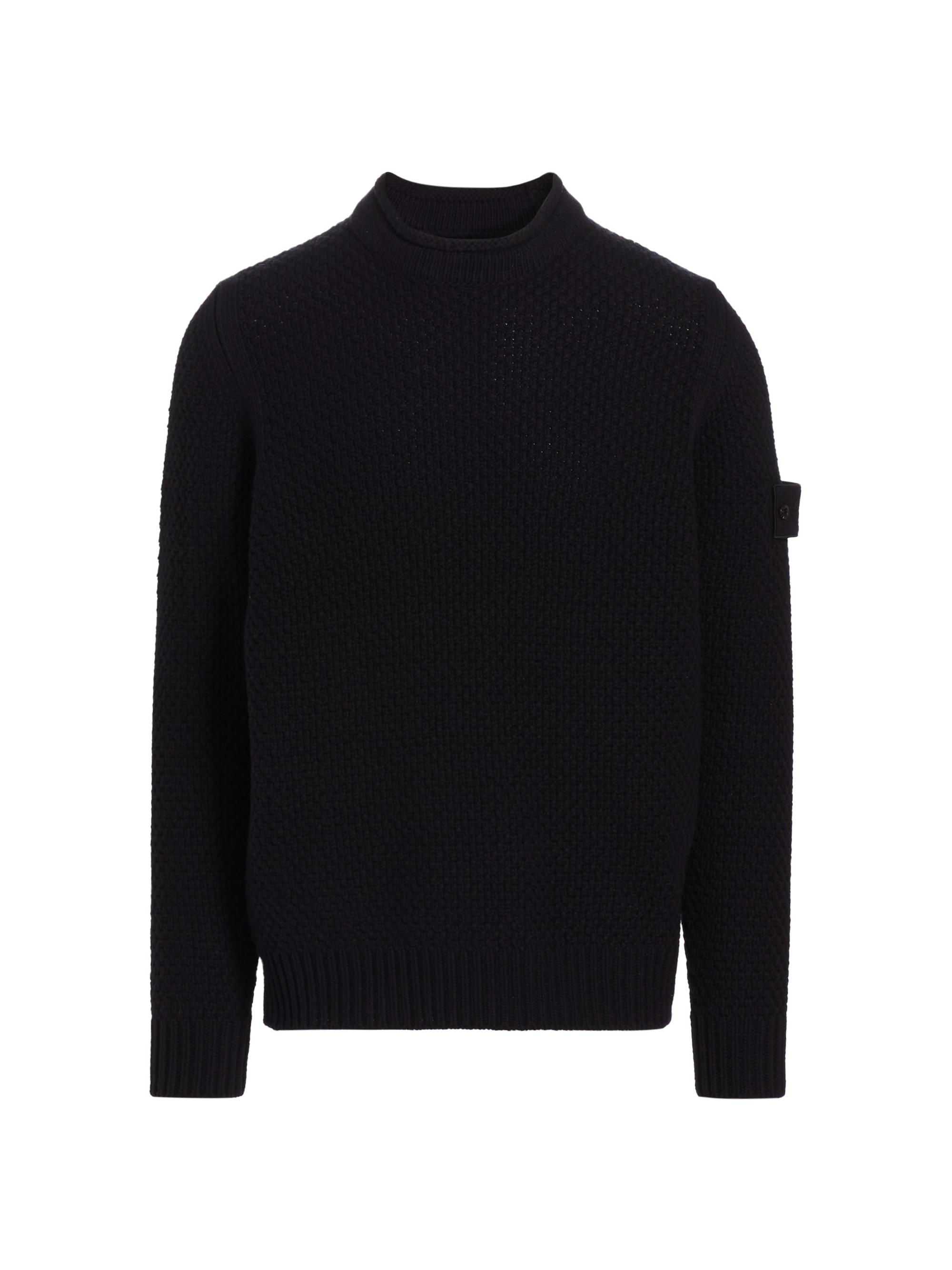Stone Island Men's Wool Mock Turtleneck Sweater - Black