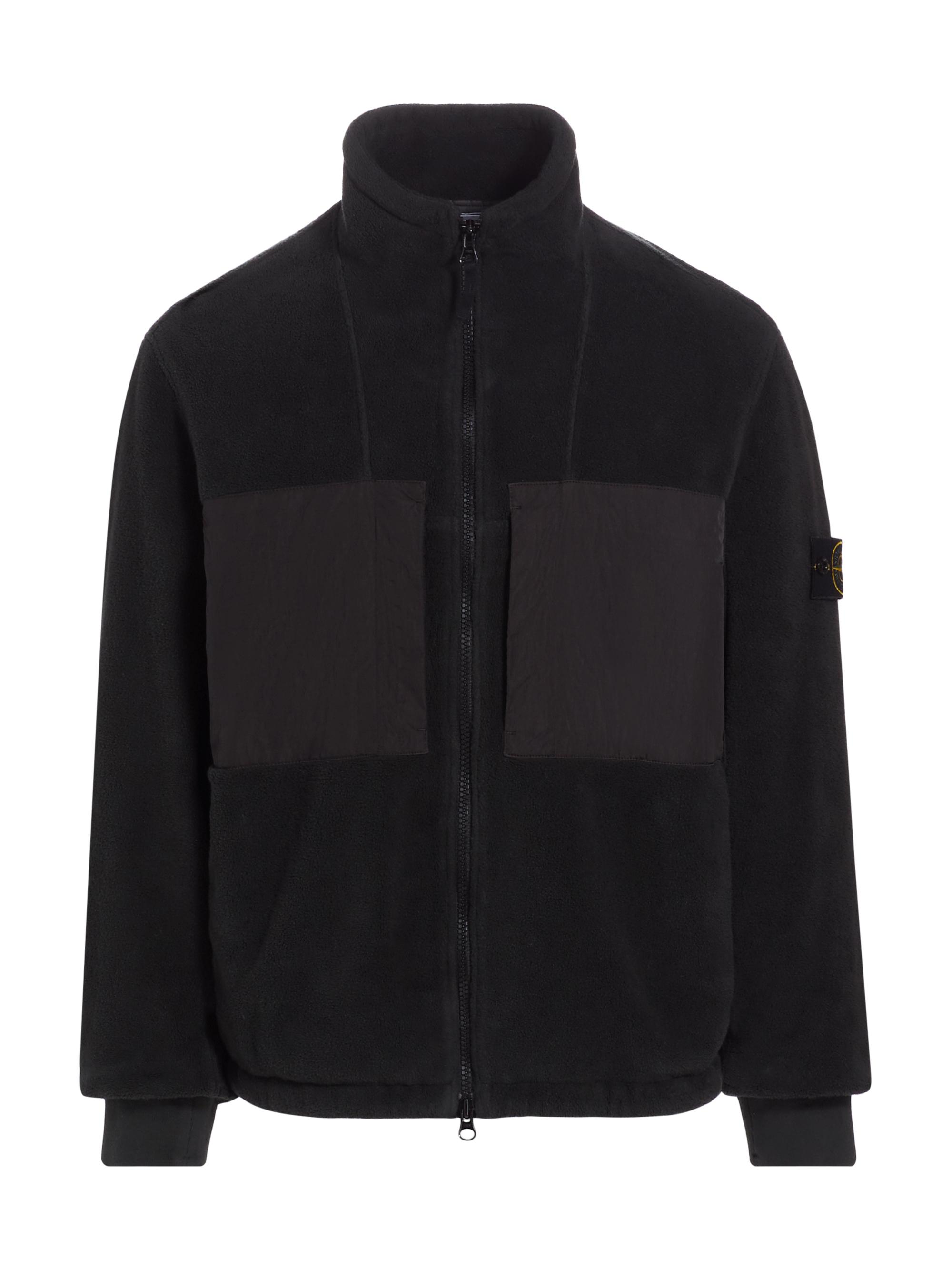 Stone Island Men's Cotton-Blend Fleece Jacket - Black