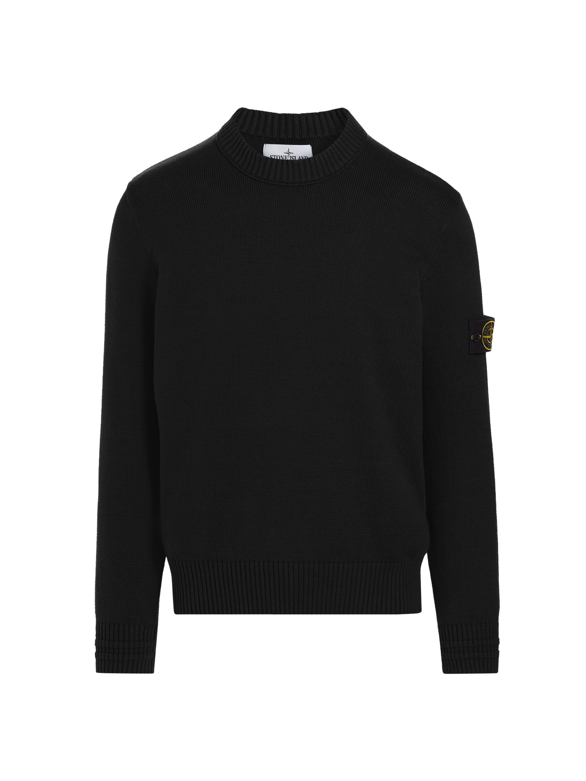 Stone Island Men's Winter Cotton-Blend Crewneck Sweater - Black