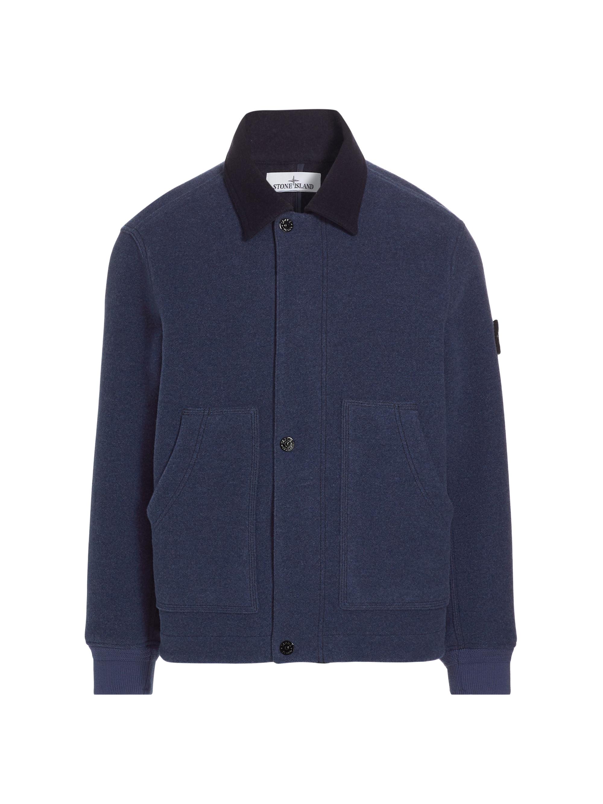 Stone Island Men's Wool-Blend Bomber Jacket - Royal Blue