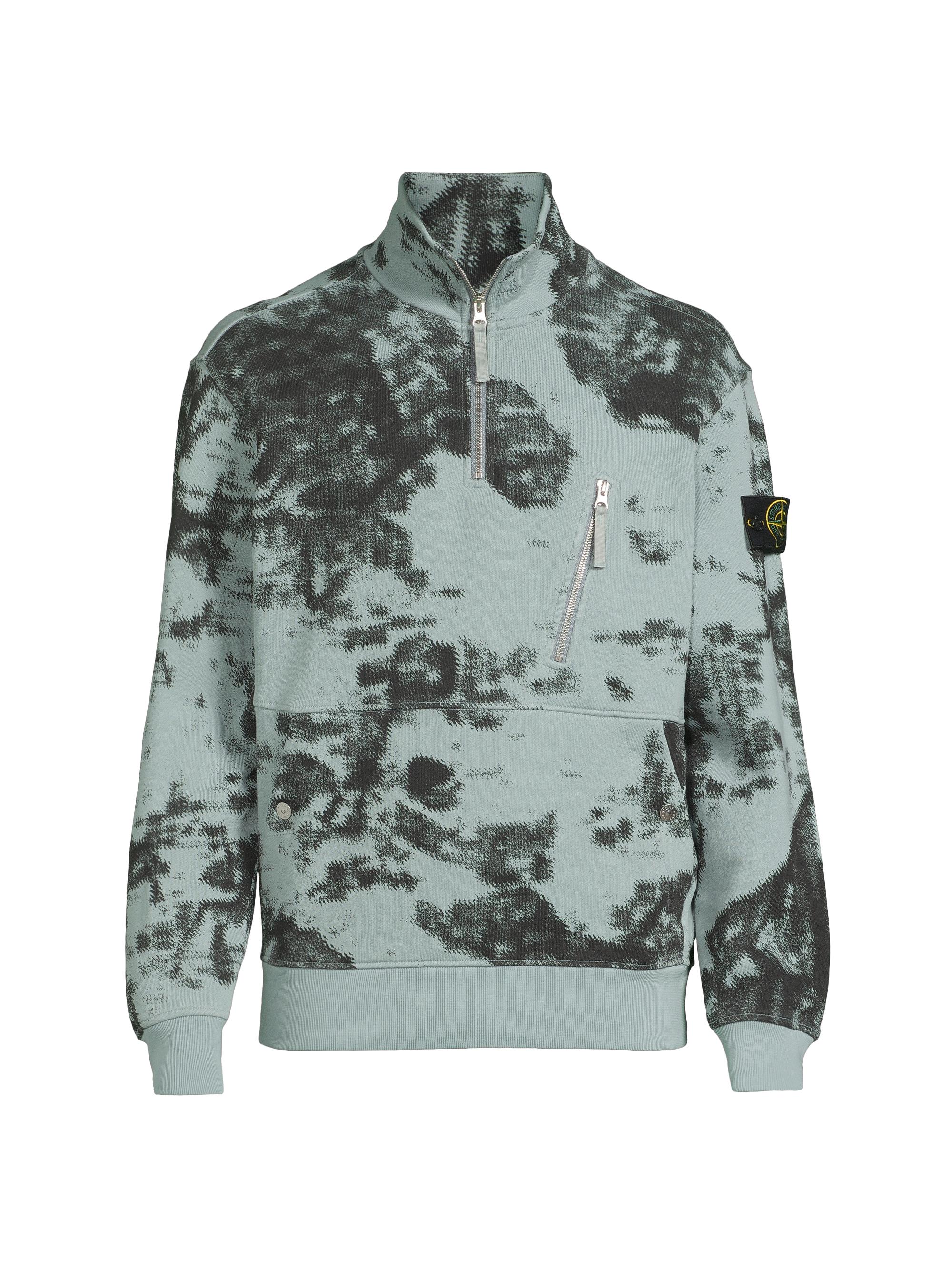 Stone Island Men's Earth Camo Cotton Sweatshirt - Grey Green