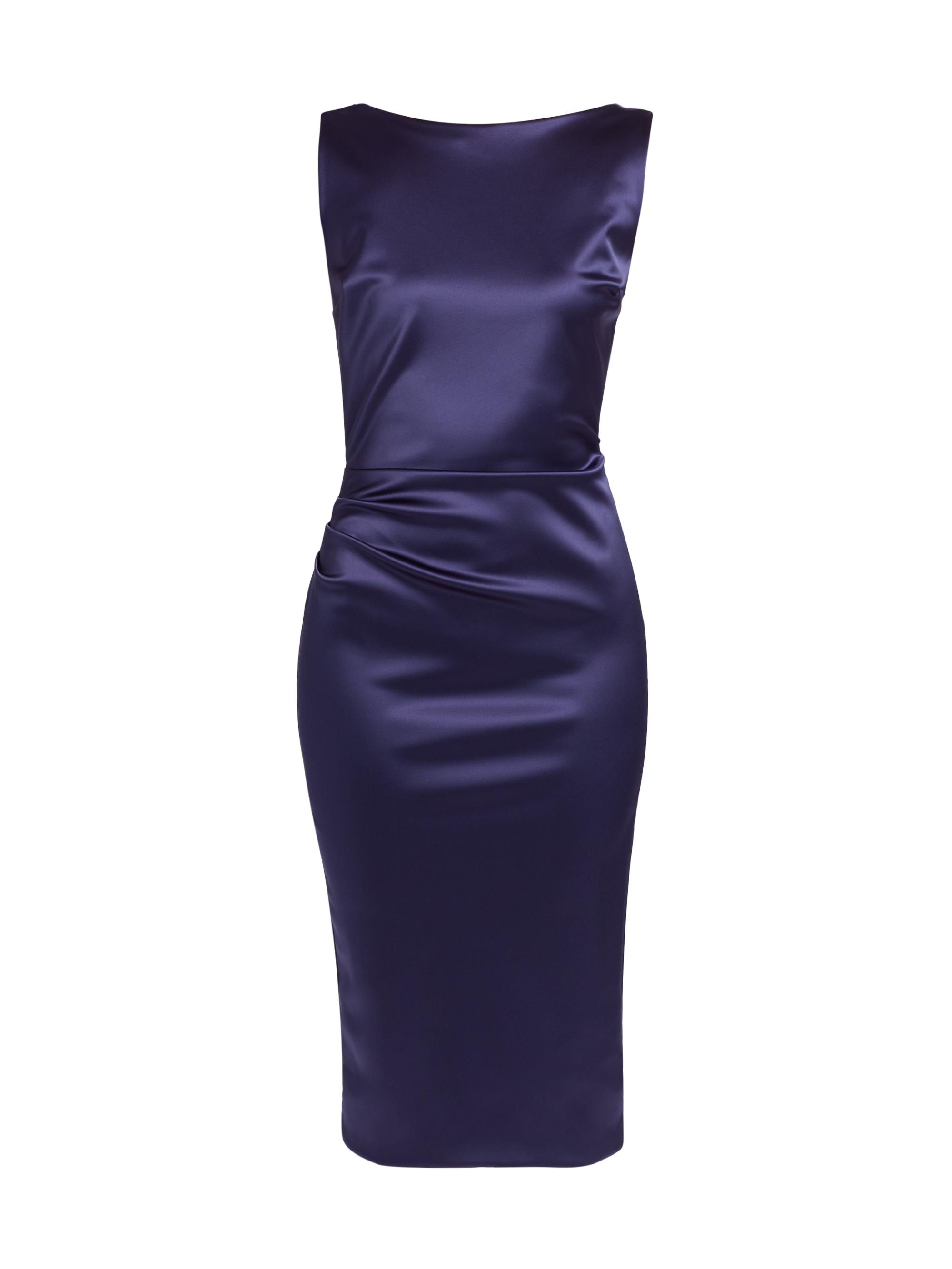 Chiara Boni La Petite Robe Women's Ajour Satin Boatneck Midi-Dress - Navy