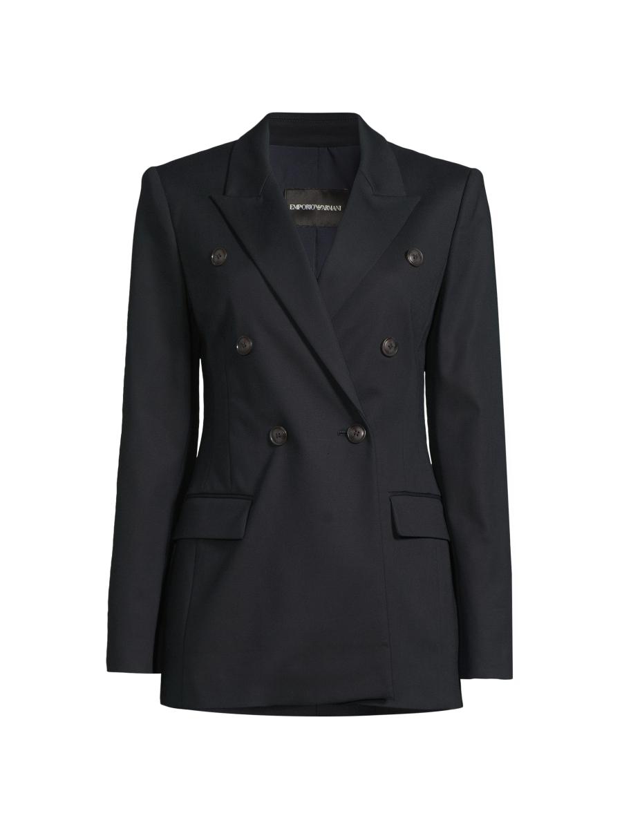 Emporio Armani Cotton-Blend Double-Breasted Blazer | Saks