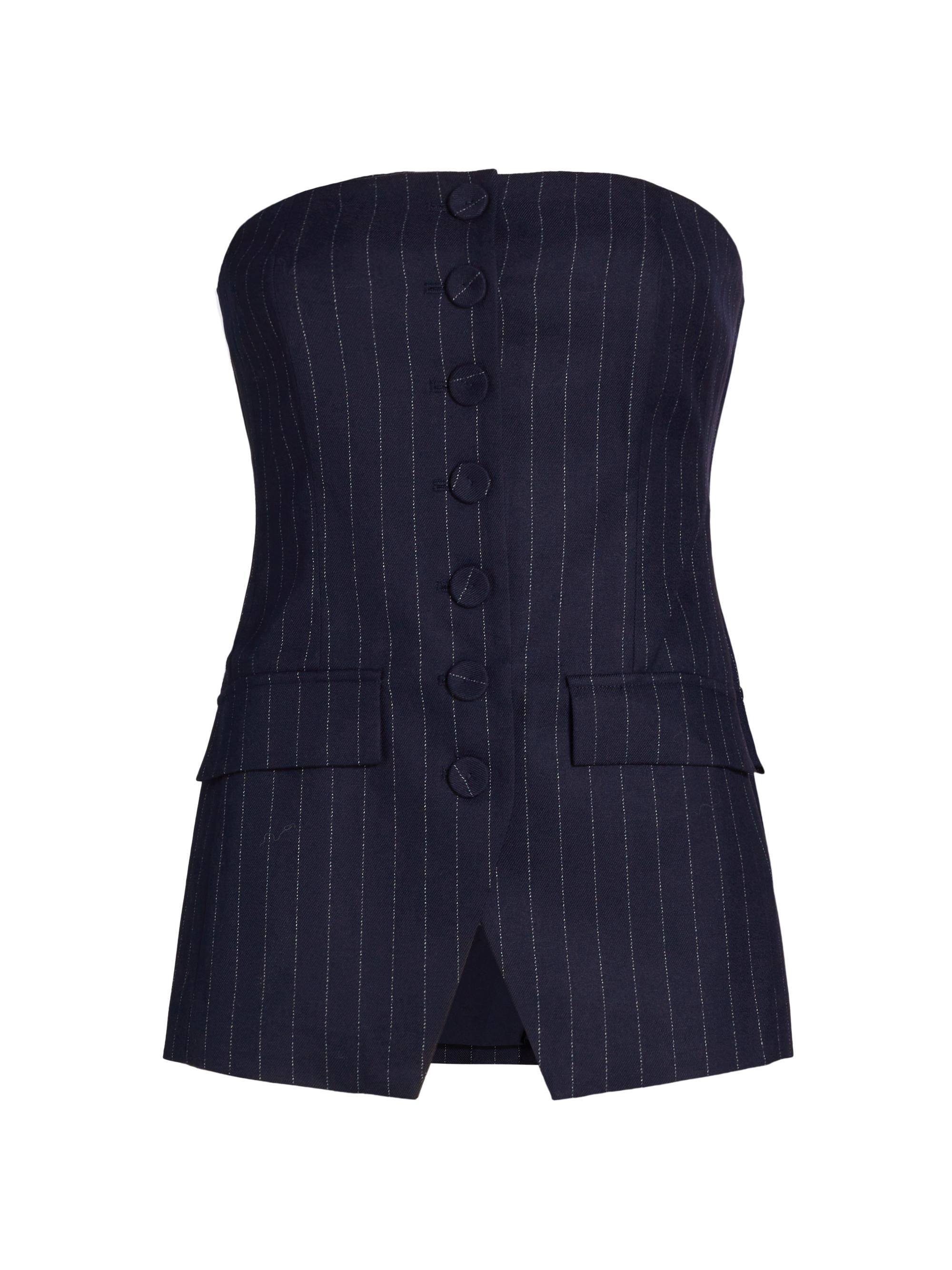 Favorite Daughter Women's The Phoebe Bustier Top - Navy Pinstripe