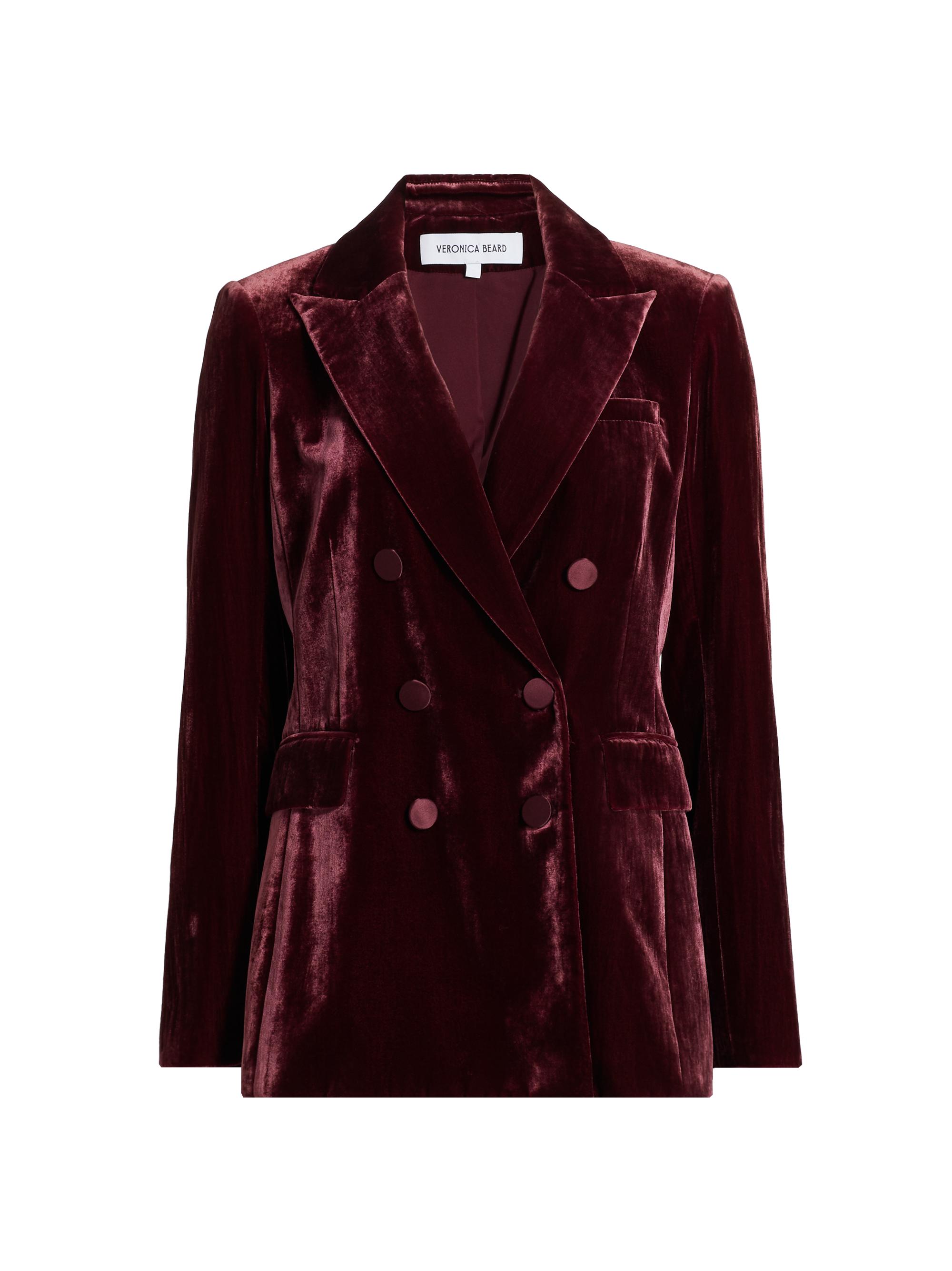 Veronica Beard Women's Ellette Velvet Double-Breasted Dickey Jacket - Wine