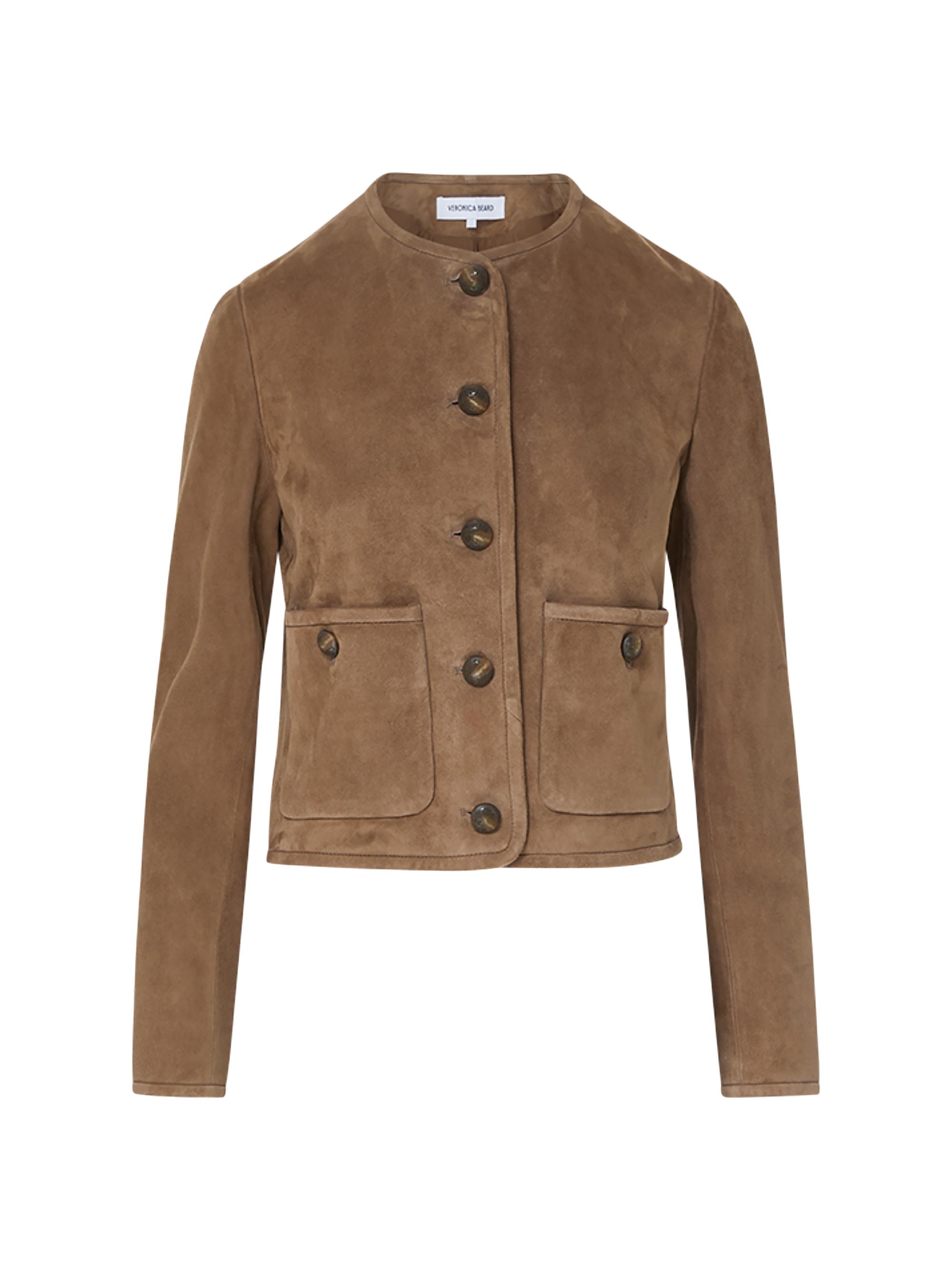 Veronica Beard Women's Andrea Tailored Suede Jacket - Bark