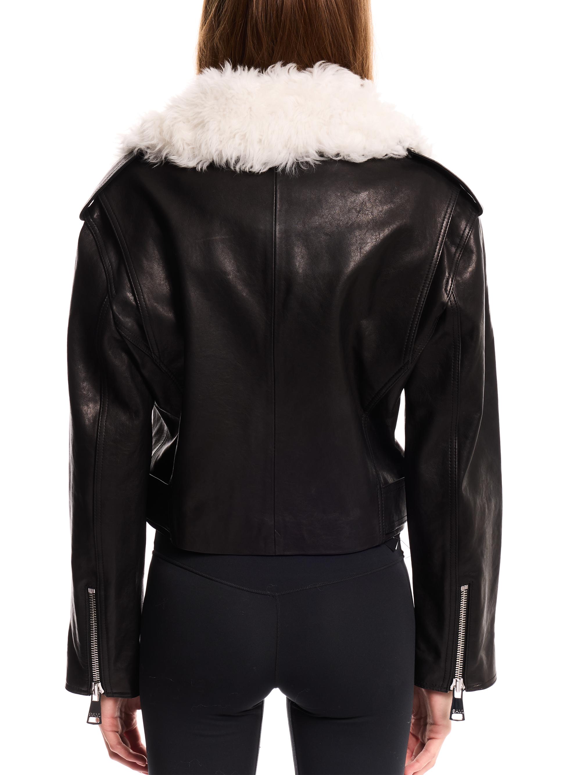 SAM. Lainey Leather-Shearling Belted Biker Jacket | Saks Fifth Avenue