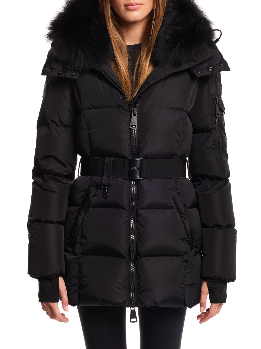 Sam Women's Luxe Soho Belted Down Jacket In Black