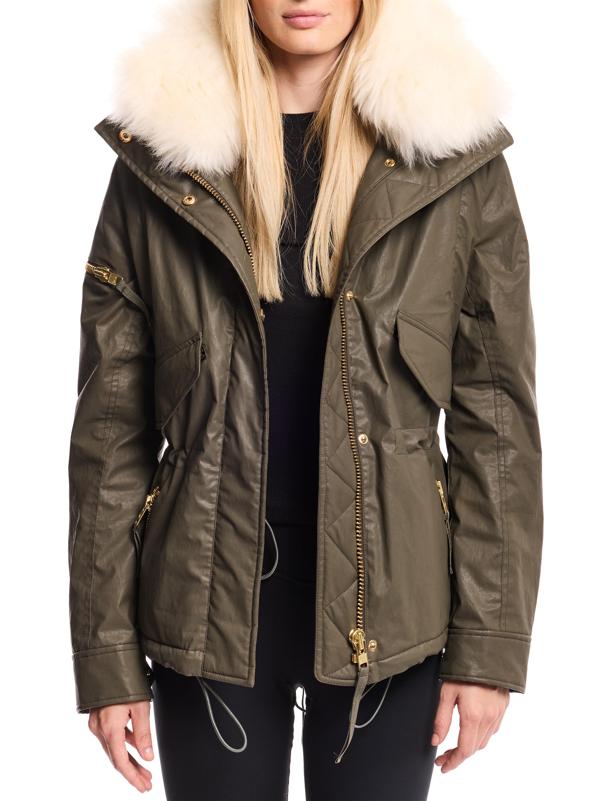 SAM. Women's Hayden Shearling Collar Parka - Army White Tibetan