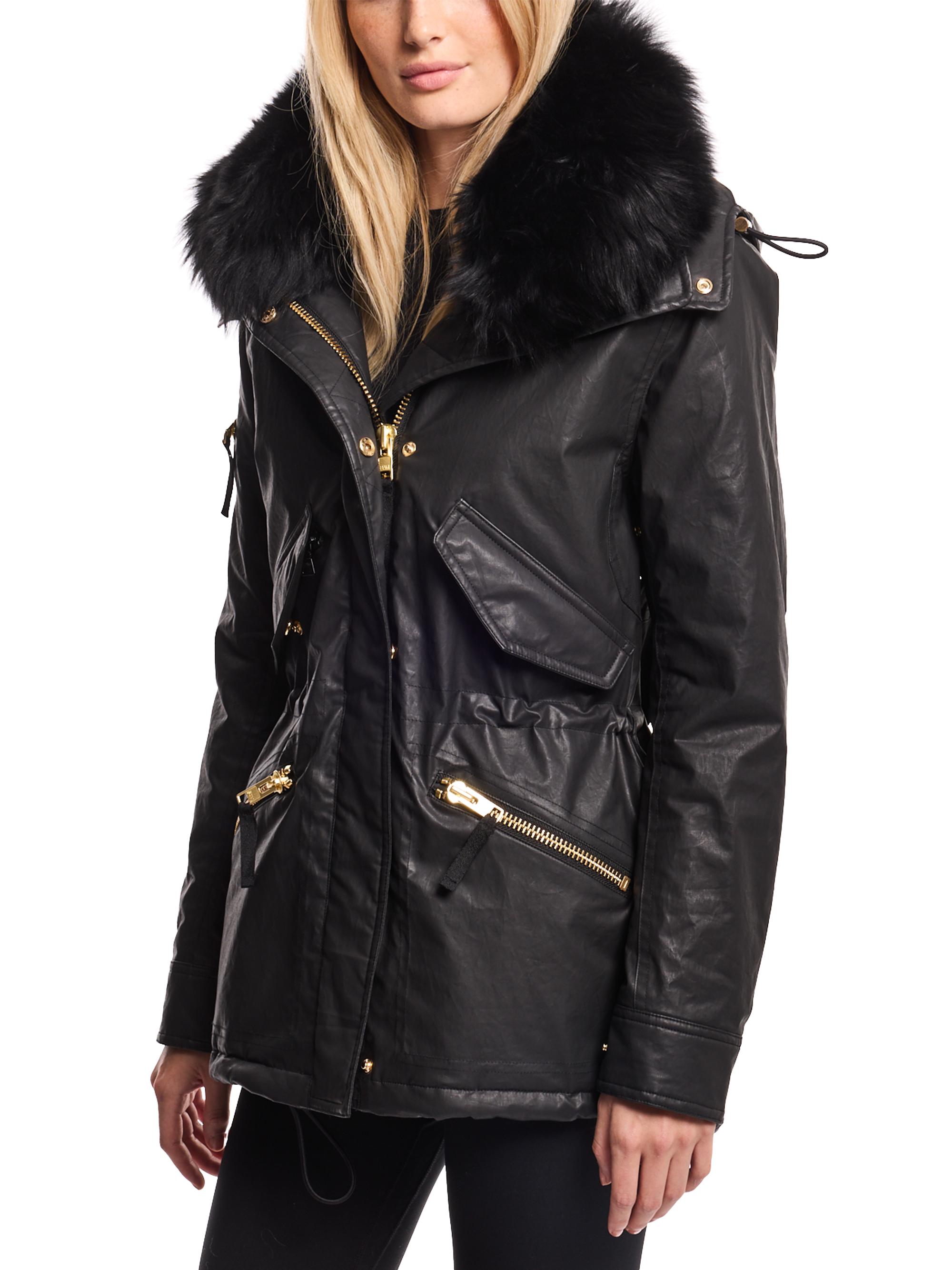 SAM. Women's Devon Shearling-Trimmed Coat - Carbon Black Tibetan Collar | Thumbnail 3
