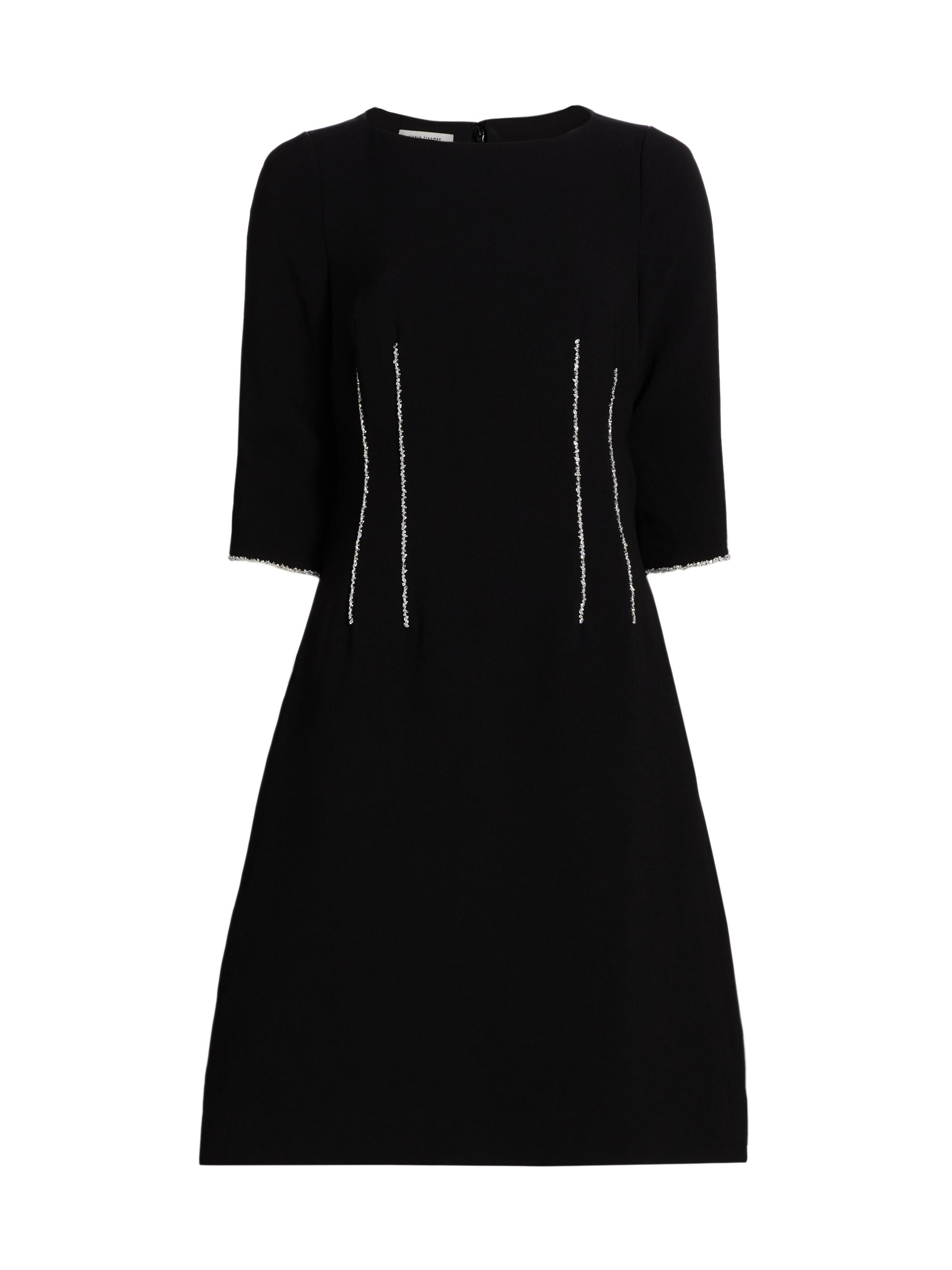 Teri Jon by Rickie Freeman Women's Crepe Embellished Cocktail Dress - Black