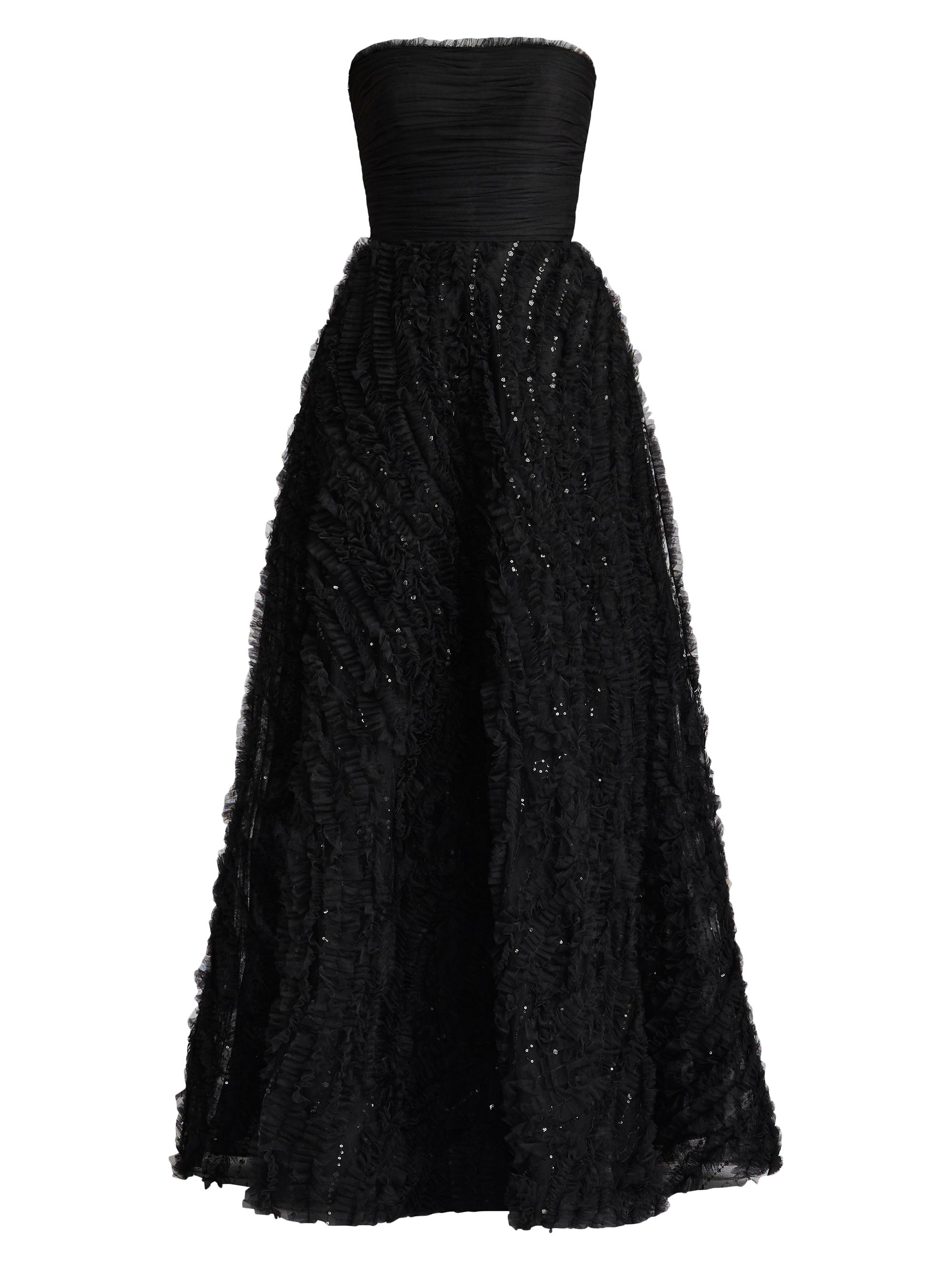 Zac Posen Women's Pleated & Ruffle Appliqué Gown - Black