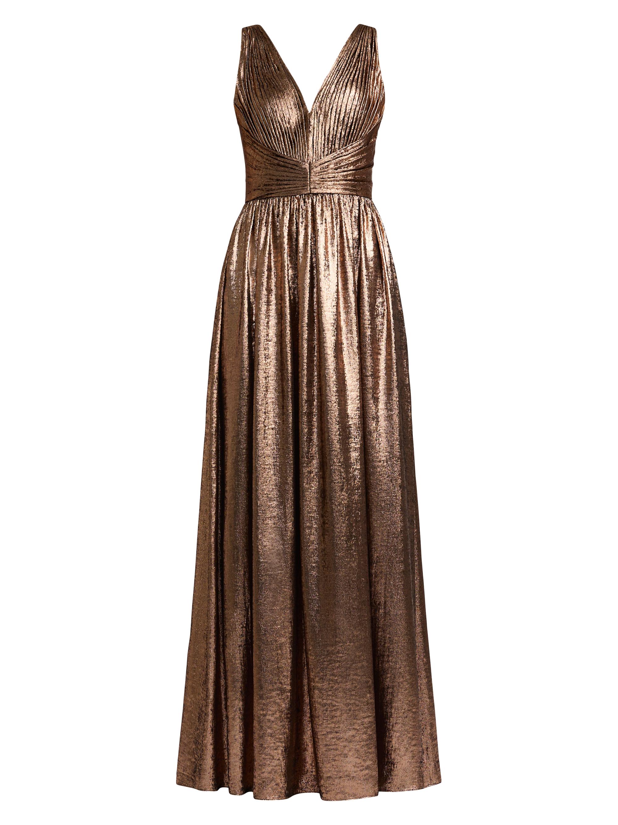 Zac Posen Women's Metallic Pleated Gown - Rose Gold