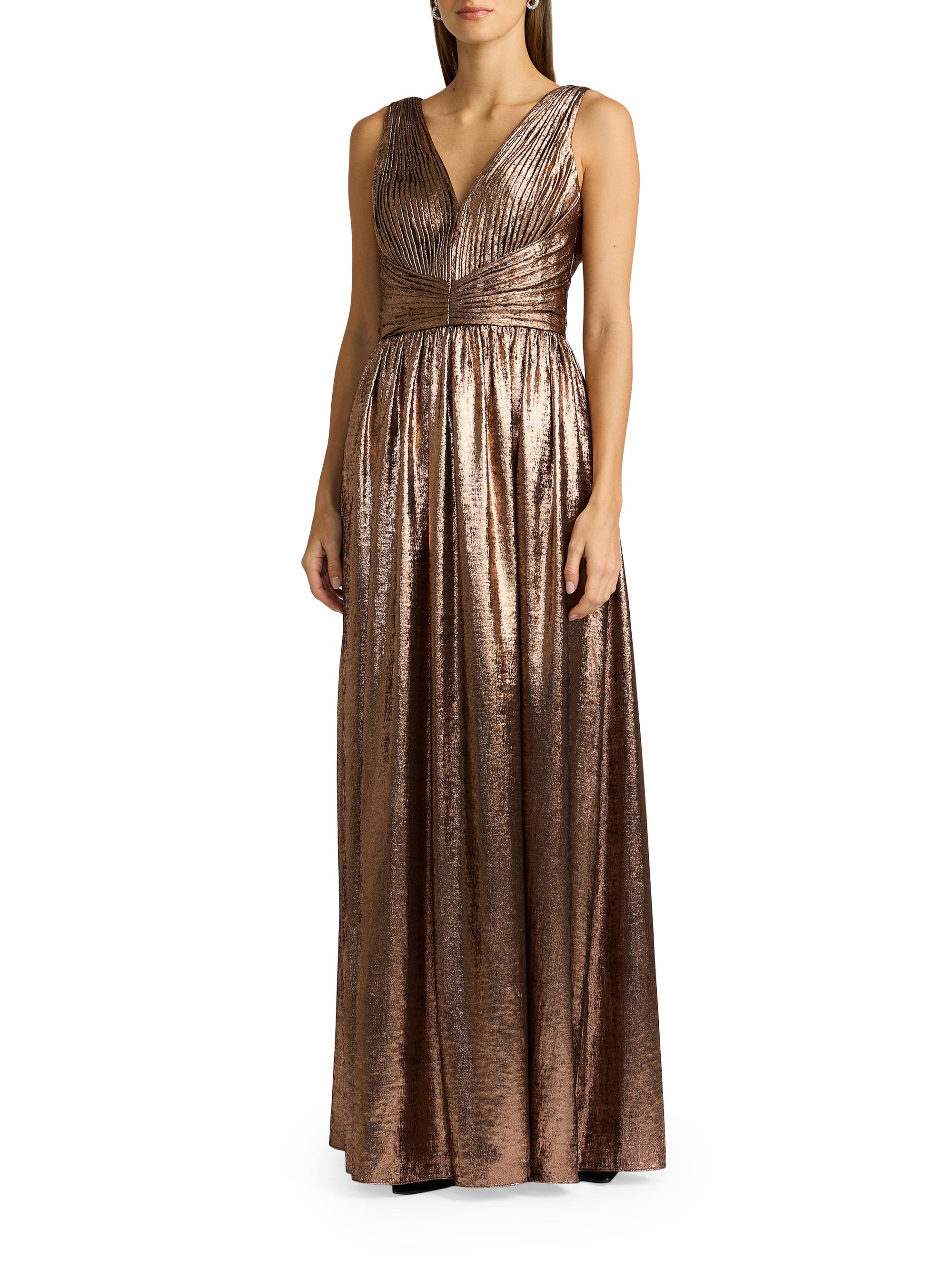 Zac Posen Metallic Pleated Gown | Saks Fifth Avenue